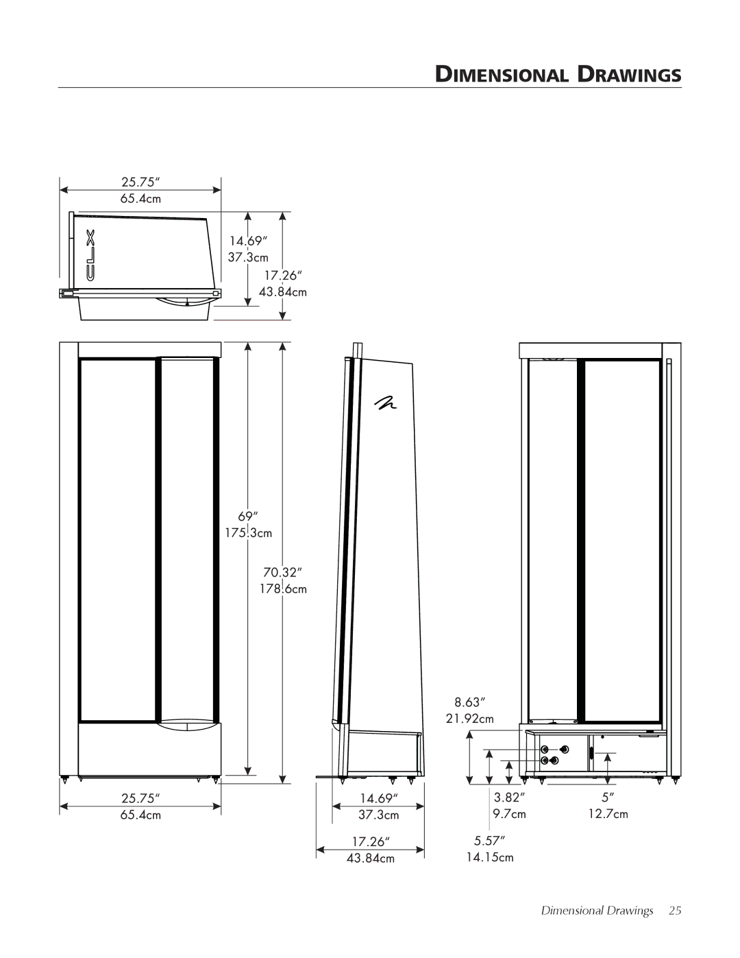 MartinLogan CLX user manual Dimensional Drawings 