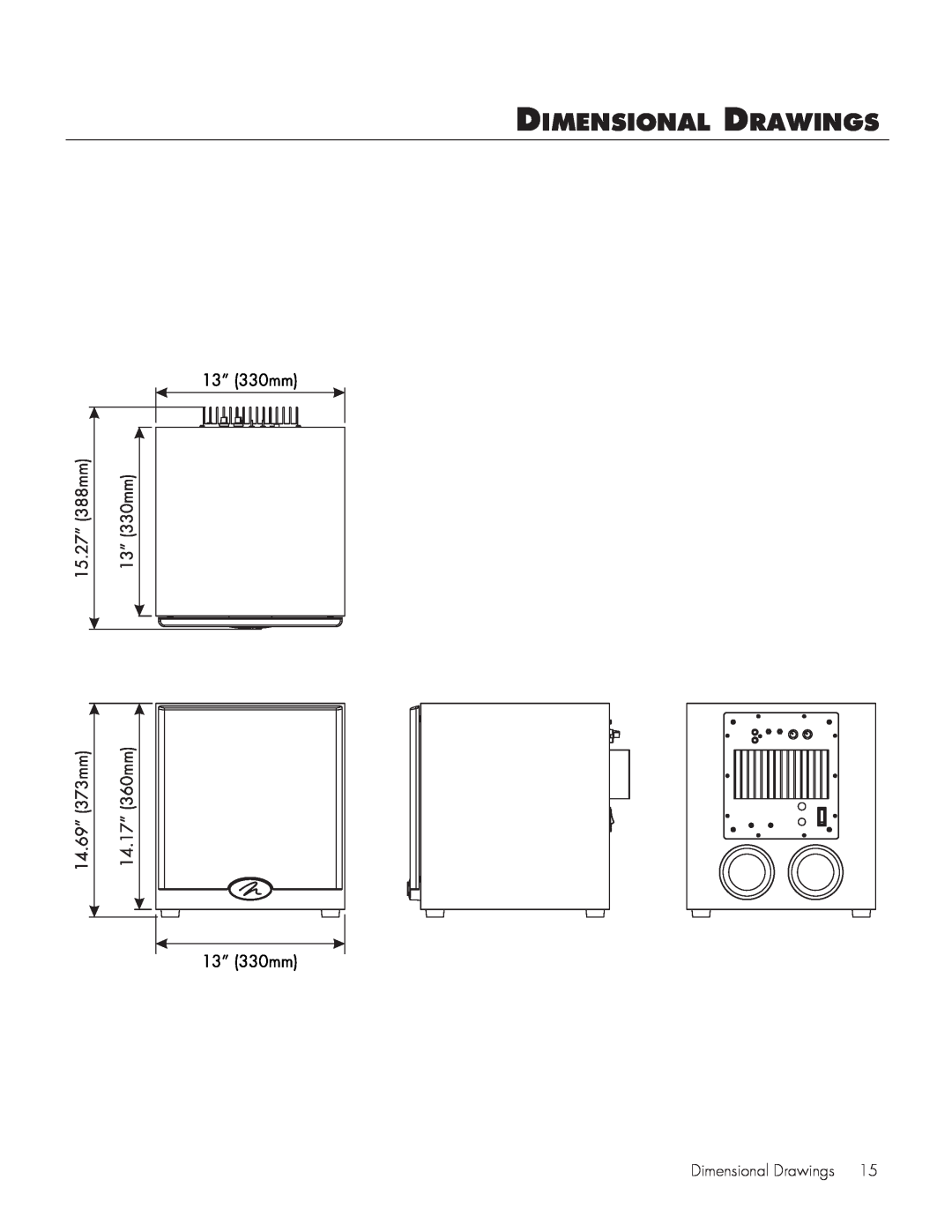 MartinLogan CW10 user manual Dimensional Drawings 