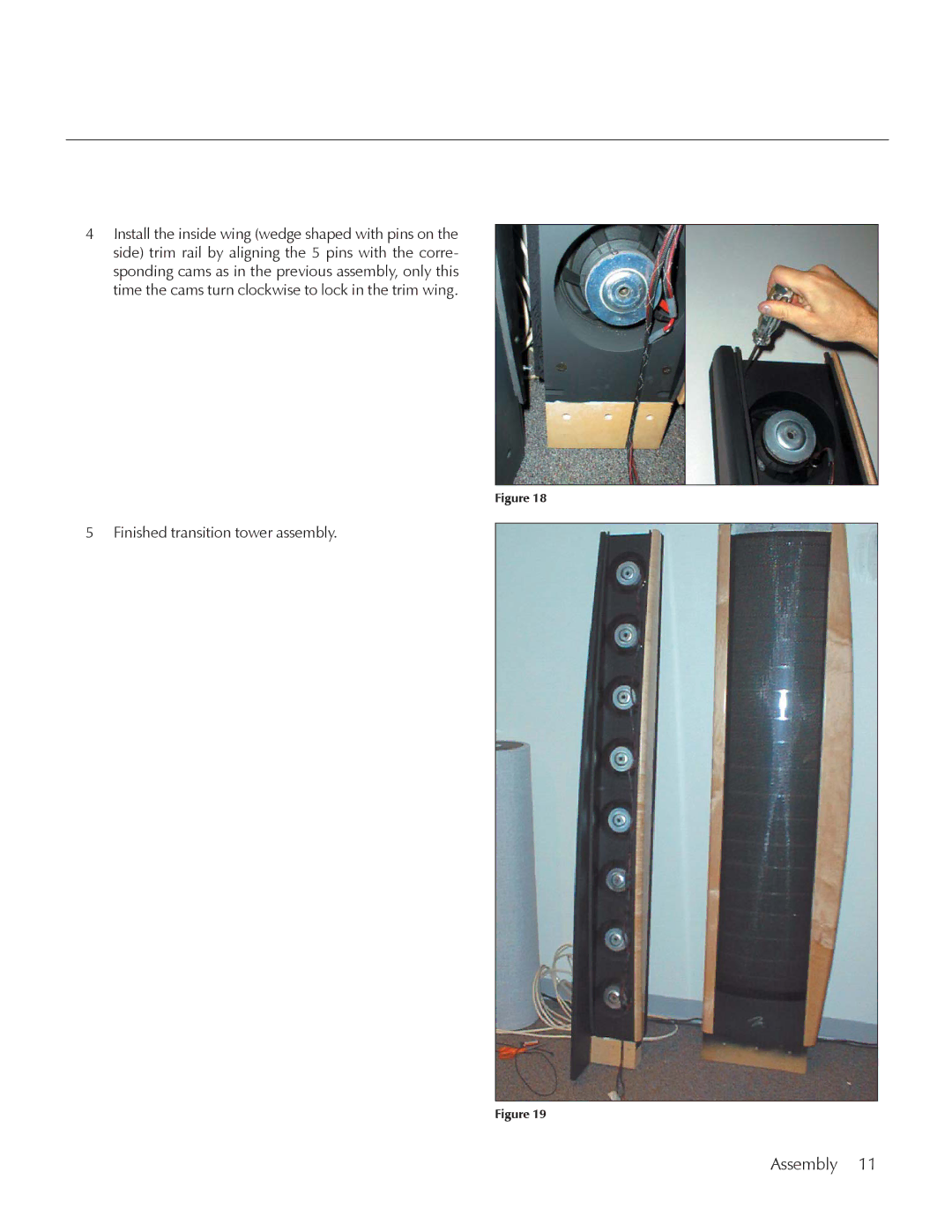 MartinLogan E2 manual Finished transition tower assembly 