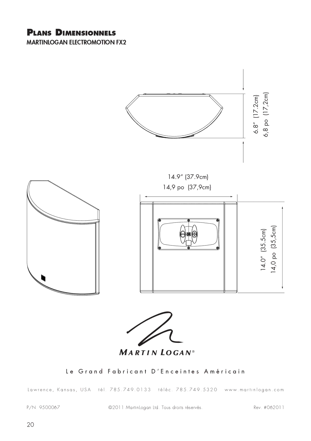 MartinLogan FX2 user manual Plans Dimensionnels 