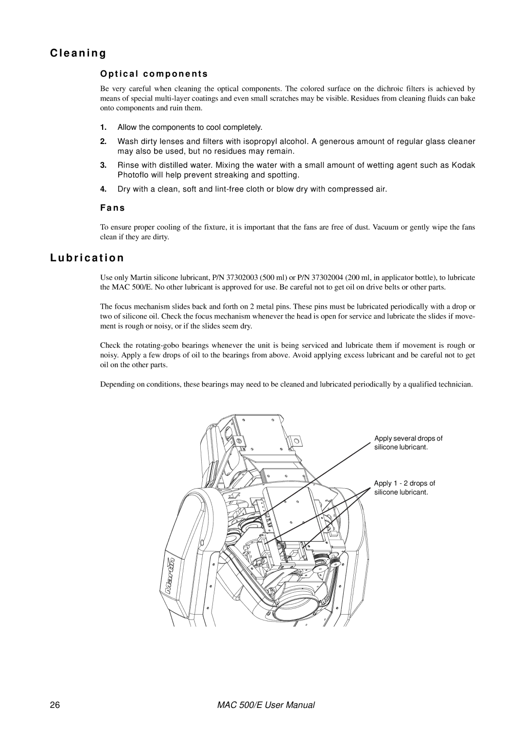 MartinLogan MAC 500/E user manual E a n i n g, B r i c a t i o n, T i c a l c o m p o n e n t s, N s 