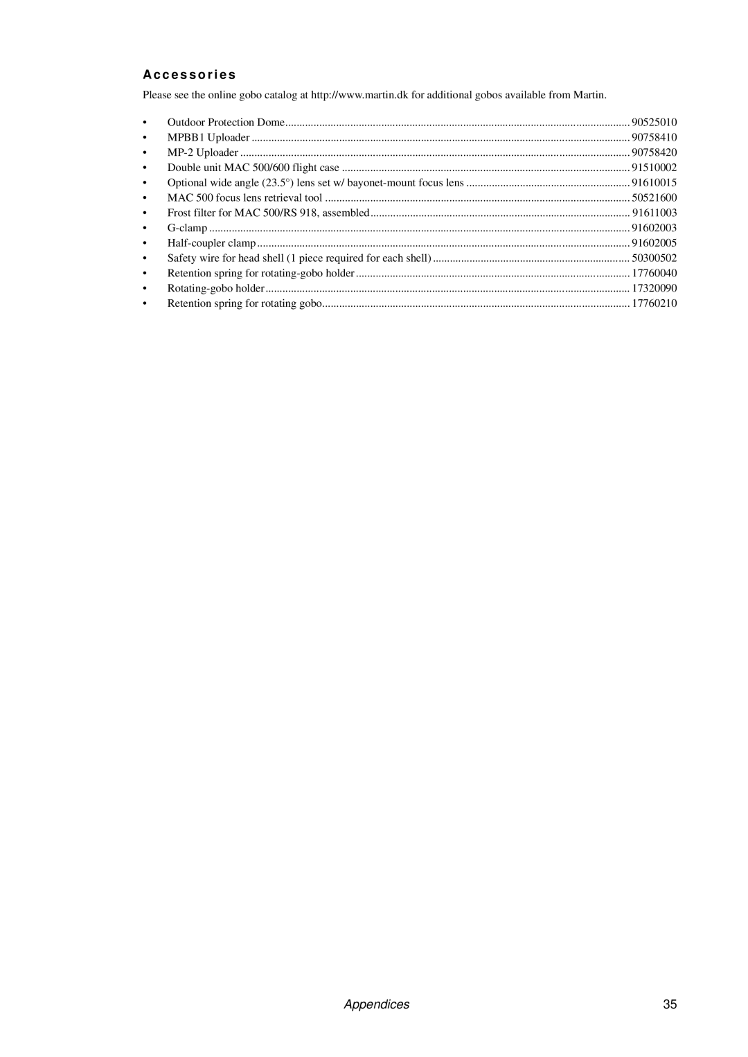 MartinLogan MAC 500/E user manual C e s s o r i e s 