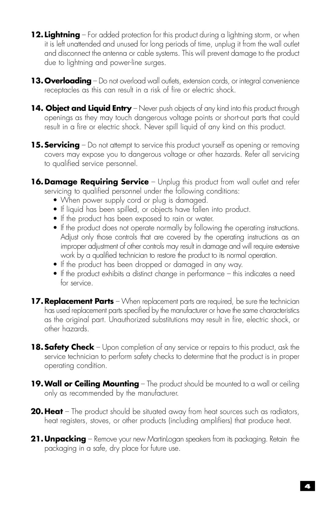 MartinLogan MLT-1 user manual 