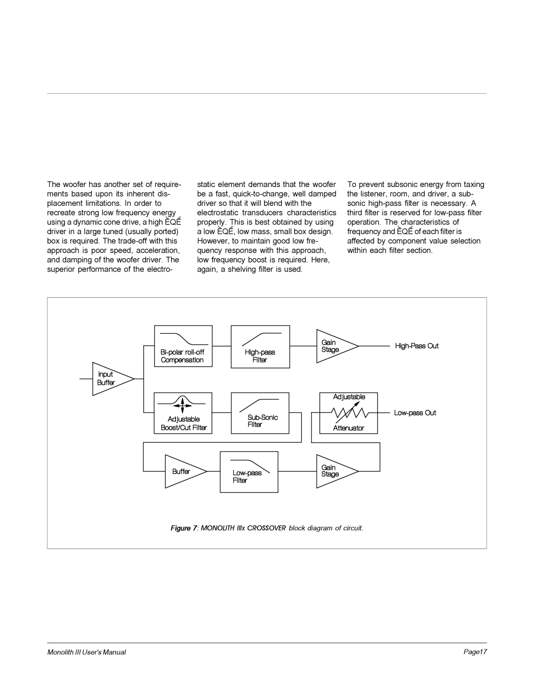 MartinLogan user manual Monolith IIIx Crossover block diagram of circuit 