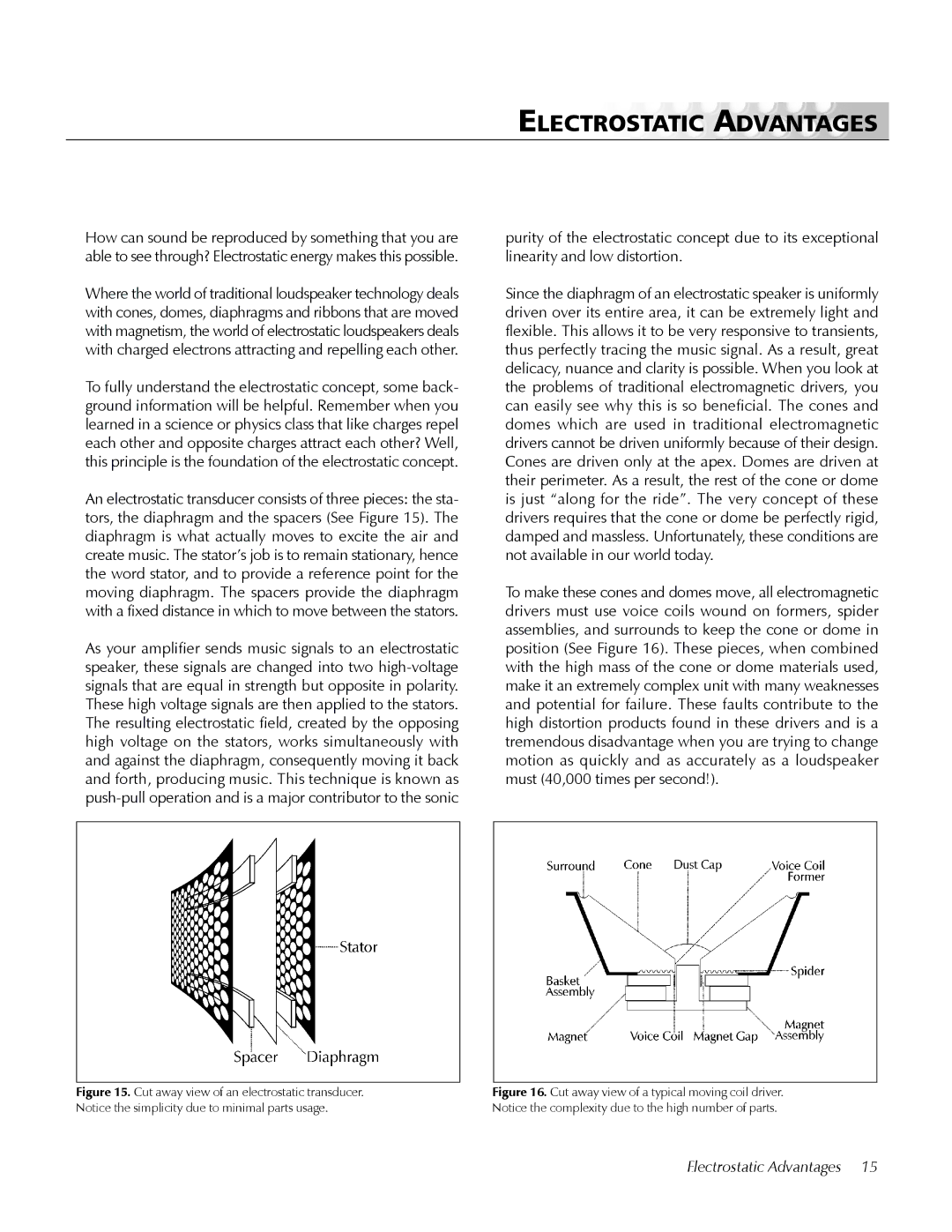 MartinLogan Odyssey user manual Electrostatic Advantages 