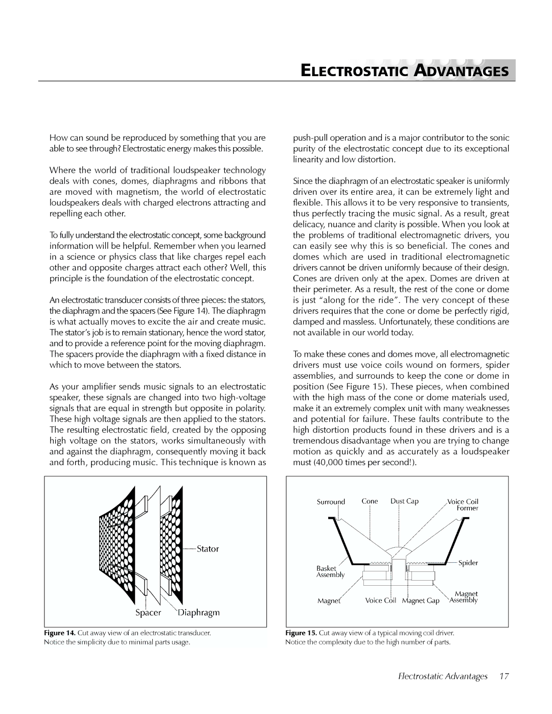 MartinLogan Prodigy user manual Electrostatic Advantages 