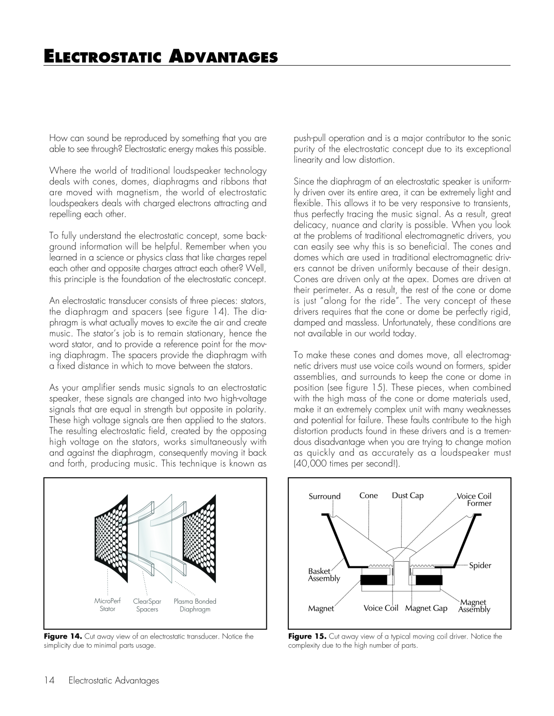 MartinLogan Source Speakers user manual Electrostatic Advantages 