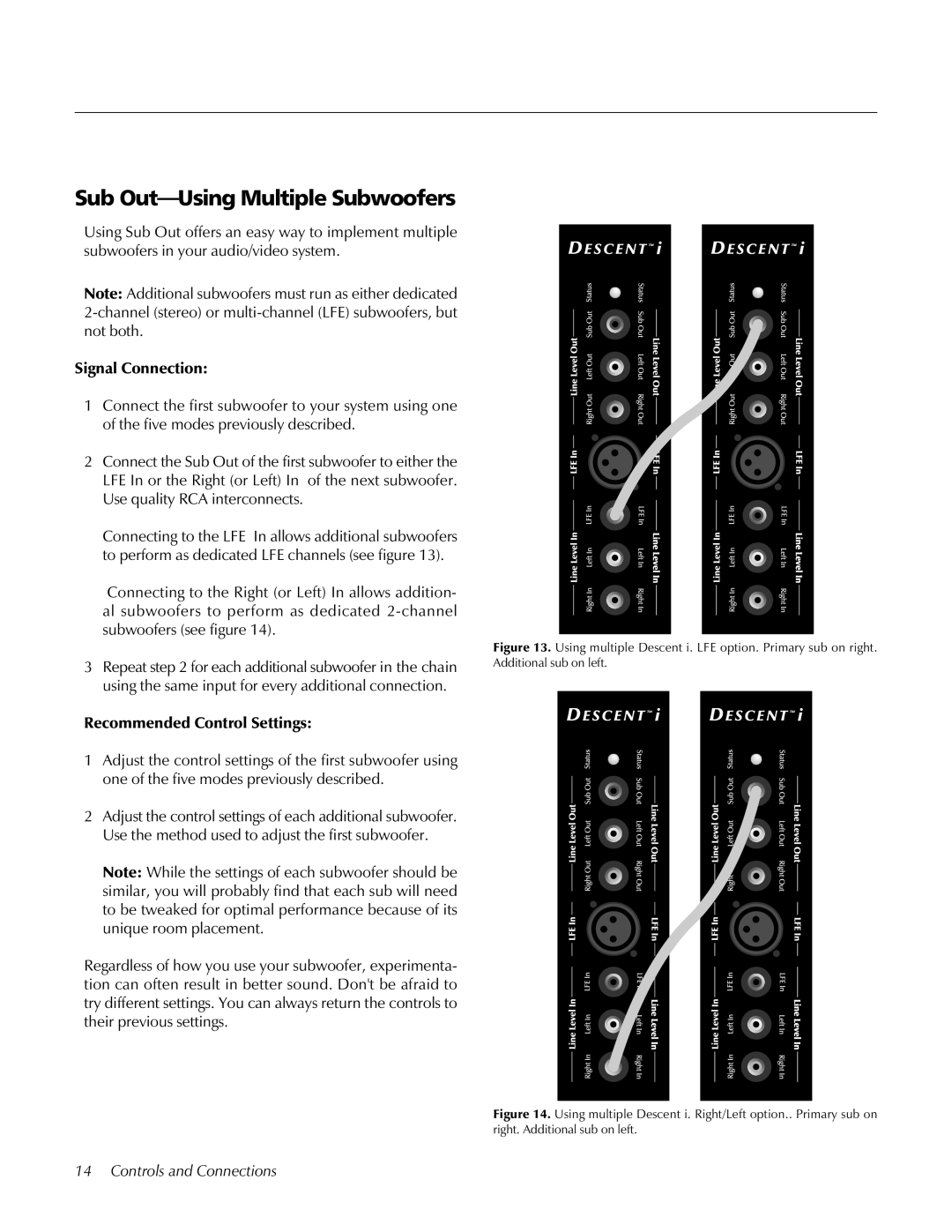 MartinLogan Speaker user manual Sub Out-Using Multiple Subwoofers 