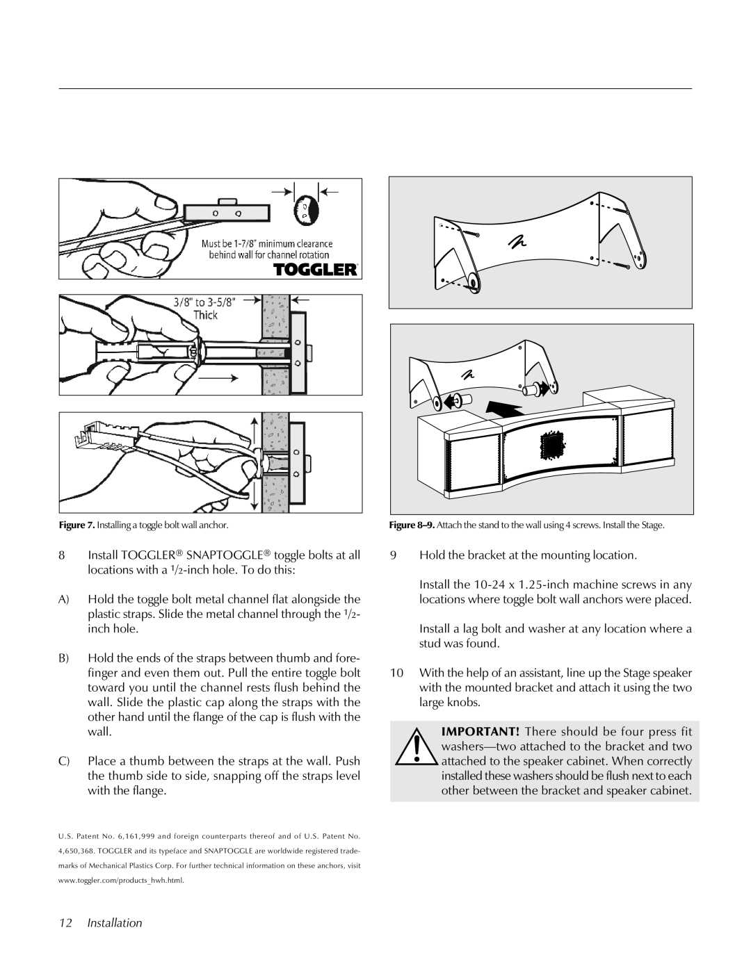 MartinLogan STAGECenter Channel Speaker user manual 9Hold the bracket at the mounting location 