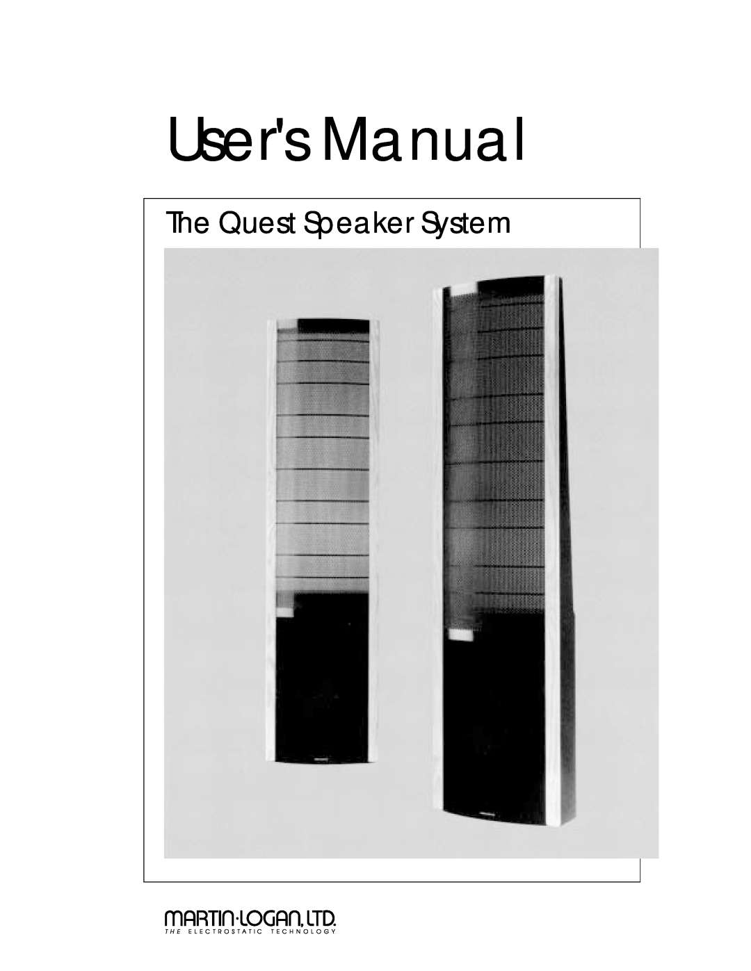 MartinLogan The Quest Speaker System user manual 