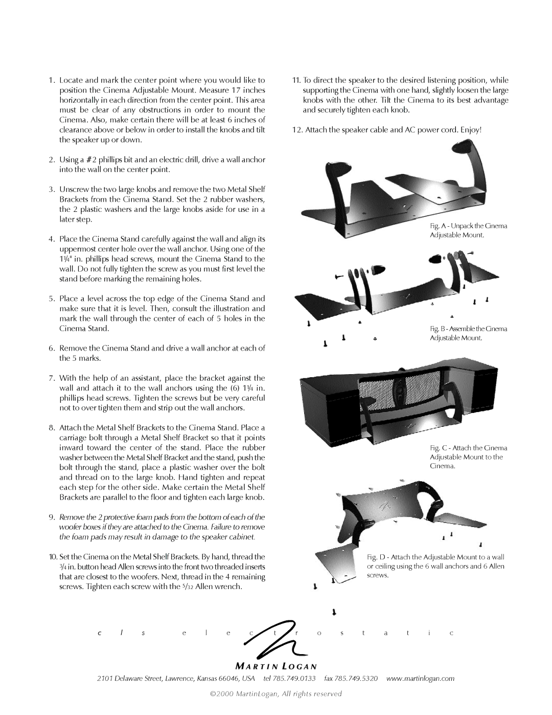 MartinLogan TV Mount manual R T I N L O G a N 