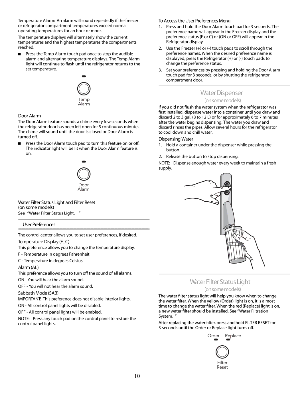 Marvel Group 36 PRO+ manual WaterDispenser, WaterFilterStatusLight 