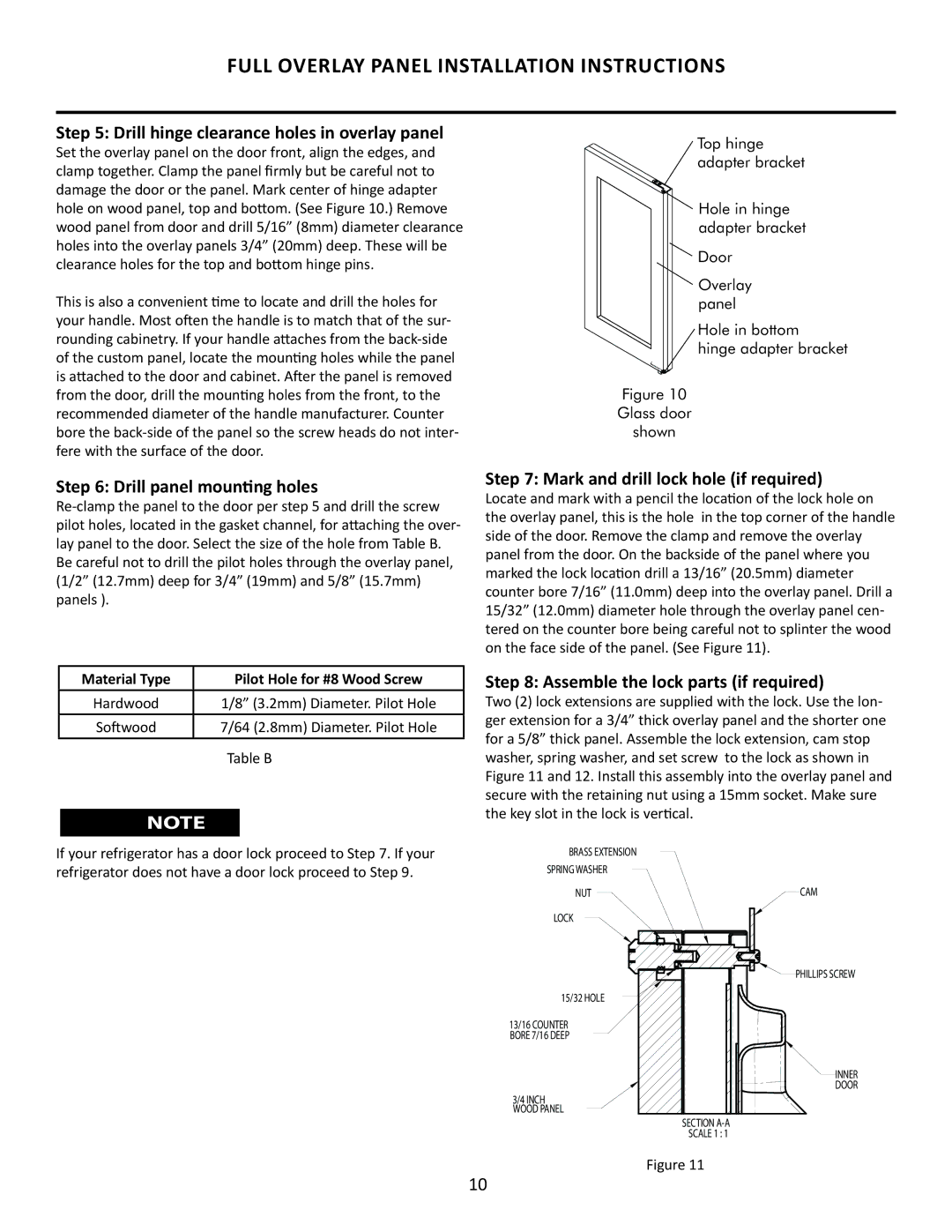 Marvel Group 6GARMP manual Drill hinge clearance holes in overlay panel, Drill panel mounting holes 