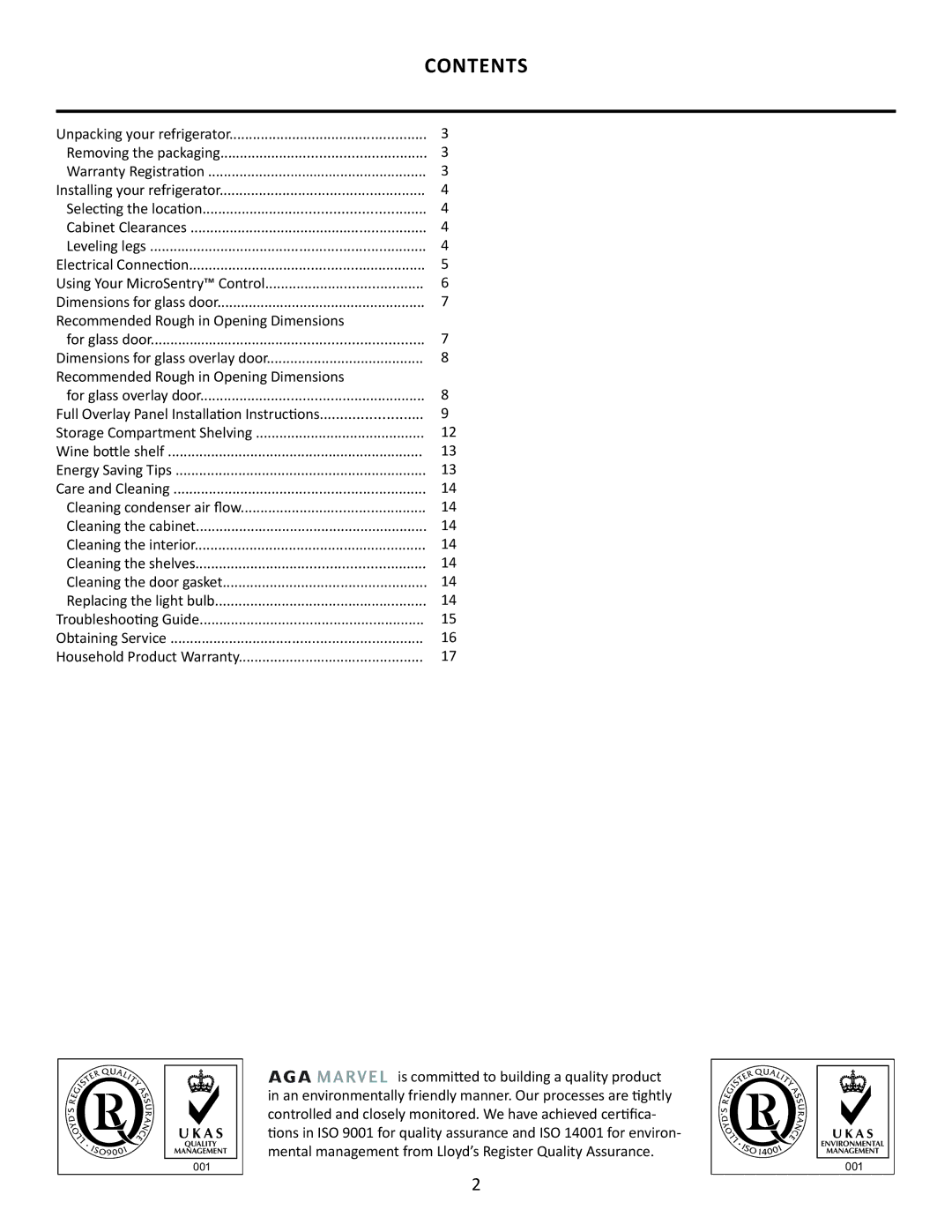 Marvel Group 6GARMP manual Contents 