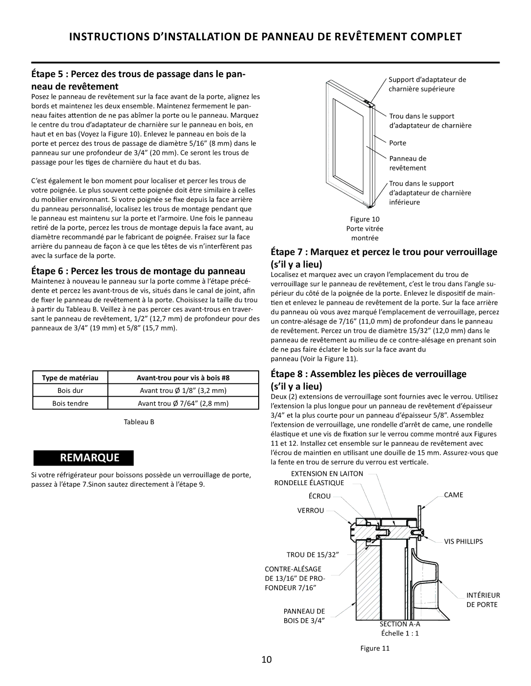 Marvel Group 6GARMP manual Étape 6 Percez les trous de montage du panneau 