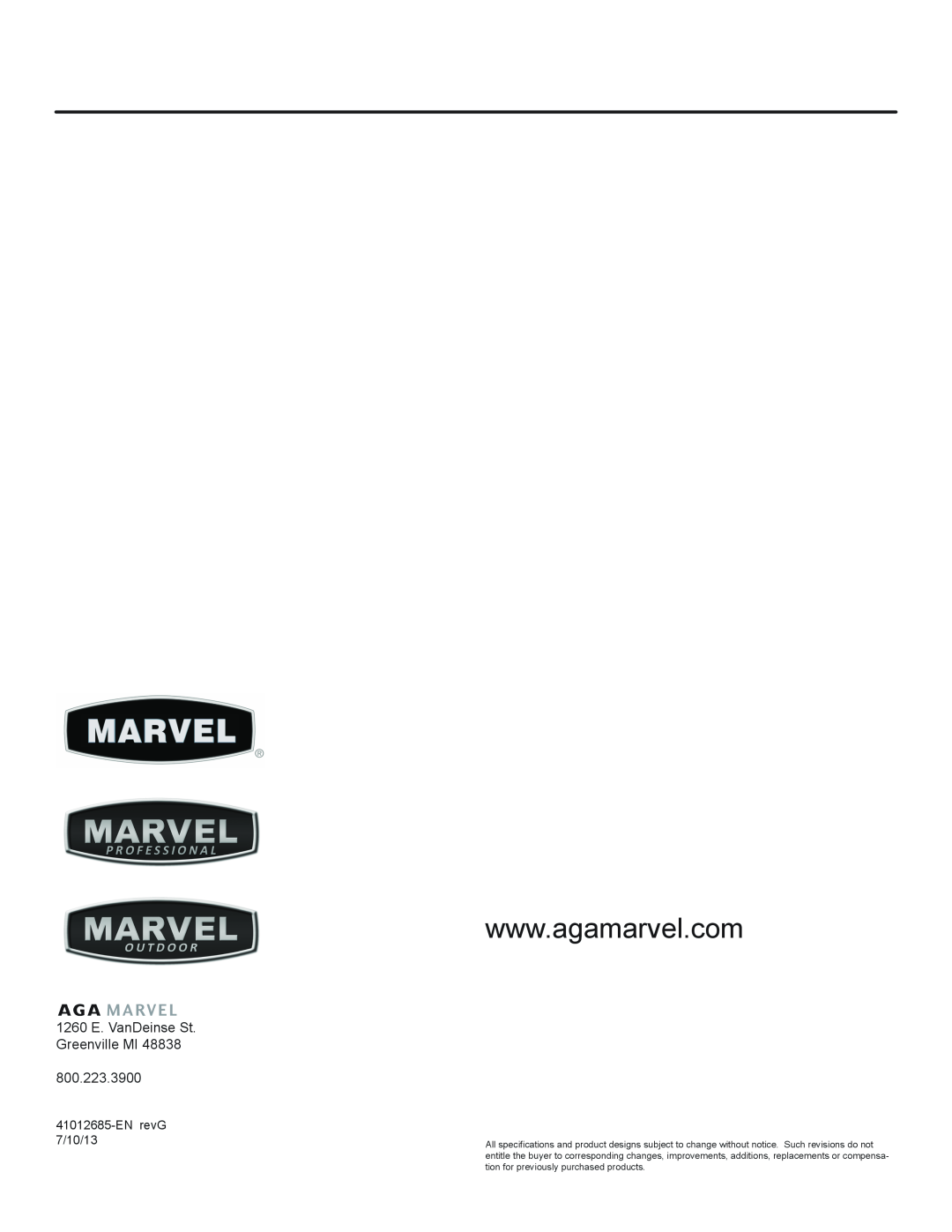 Marvel Industries 61ARMBBOL manual 1260 E. VanDeinse St. Greenville MI, EN revG 7/10/13 
