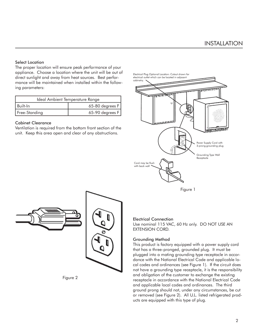 Marvel Industries 61WCM manual Installation, Extension Cord 