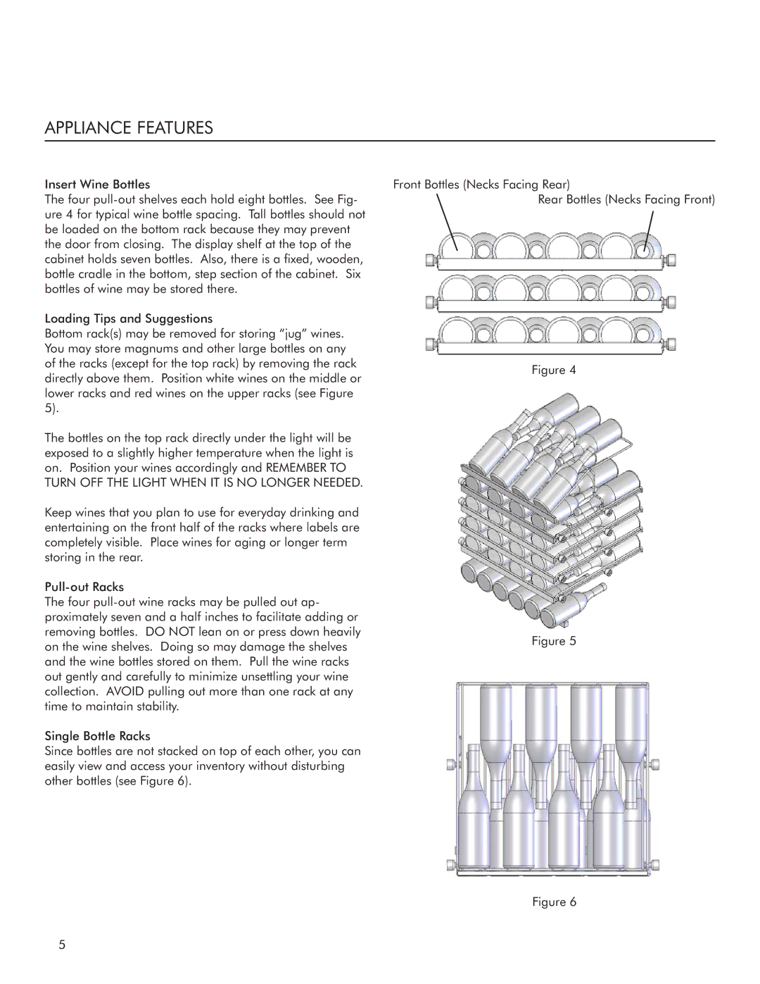 Marvel Industries 61WCM manual Appliance Features 