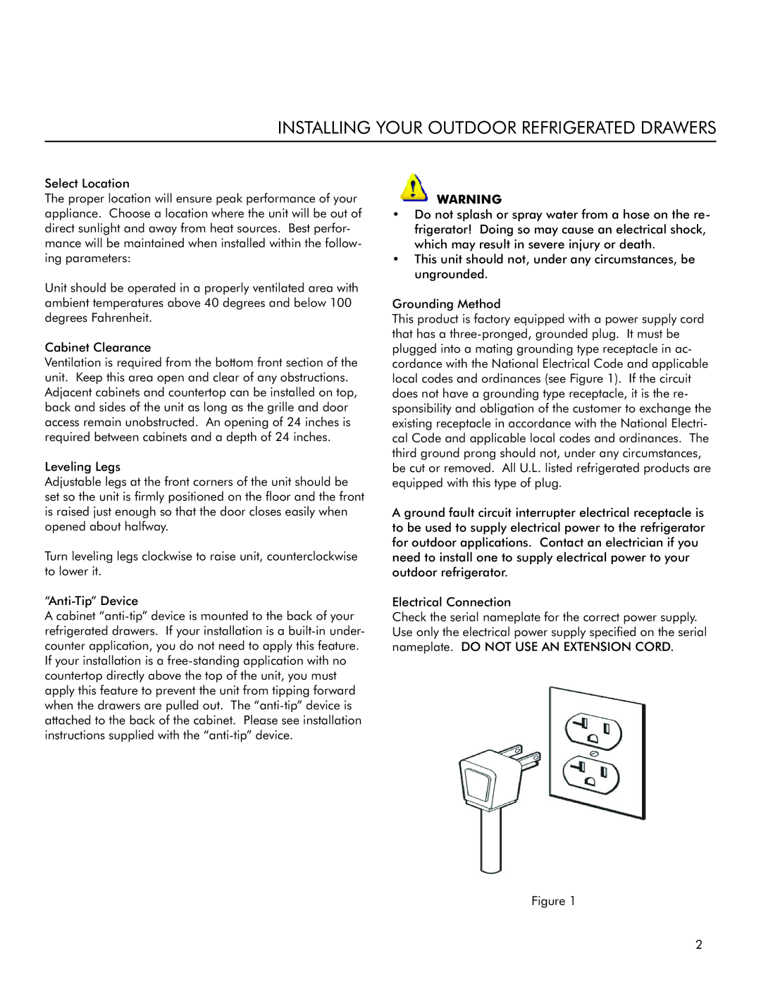 Marvel Industries 6ORDE manual Installing Your Outdoor Refrigerated Drawers 