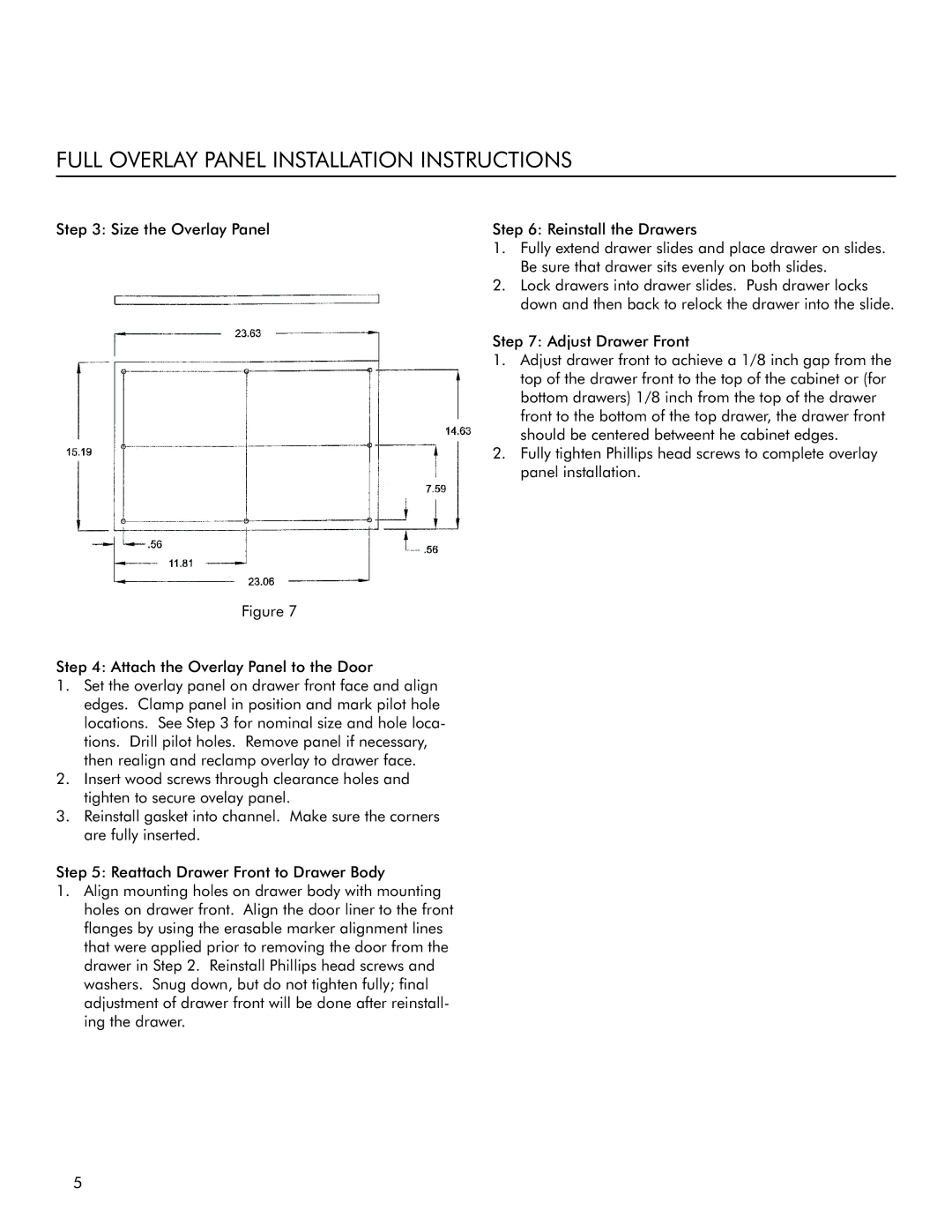 Marvel Industries 6ORDE manual Full Overlay Panel Installation Instructions 