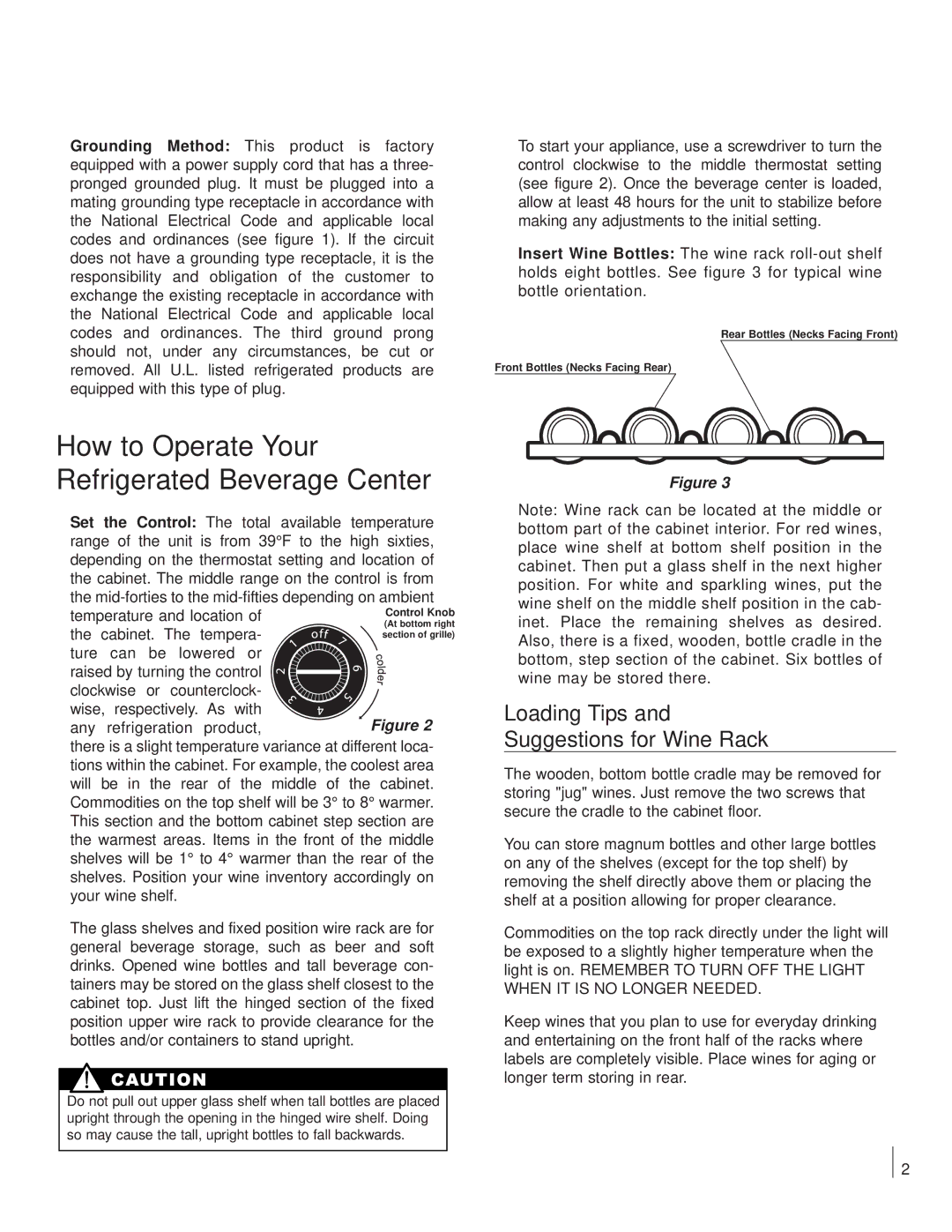 Marvel Industries 6SBAR manual How to Operate Your Refrigerated Beverage Center, Loading Tips Suggestions for Wine Rack 