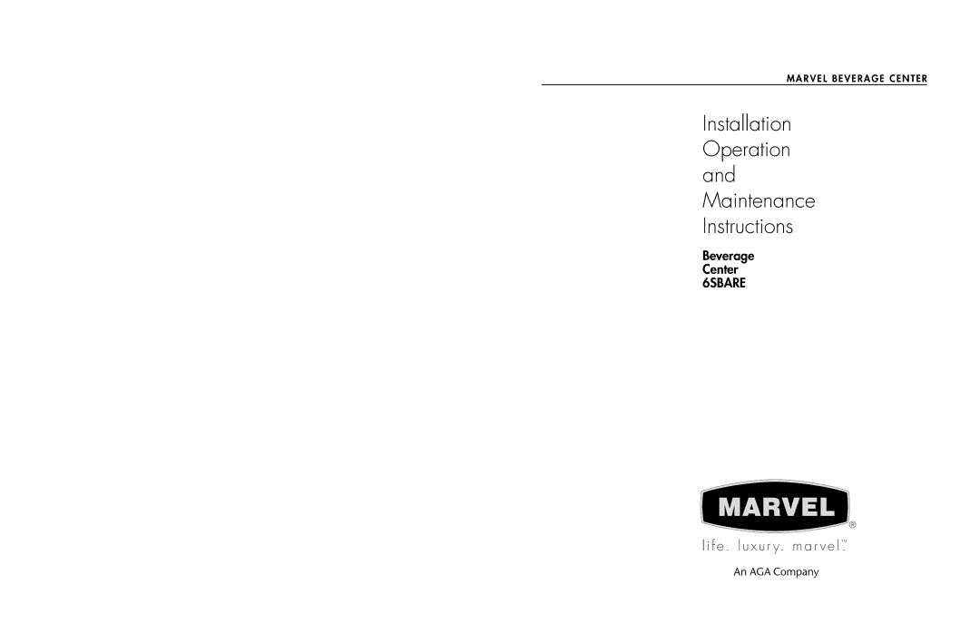 Marvel Industries 6SBARE specifications Installation Operation and Maintenance Instructions 