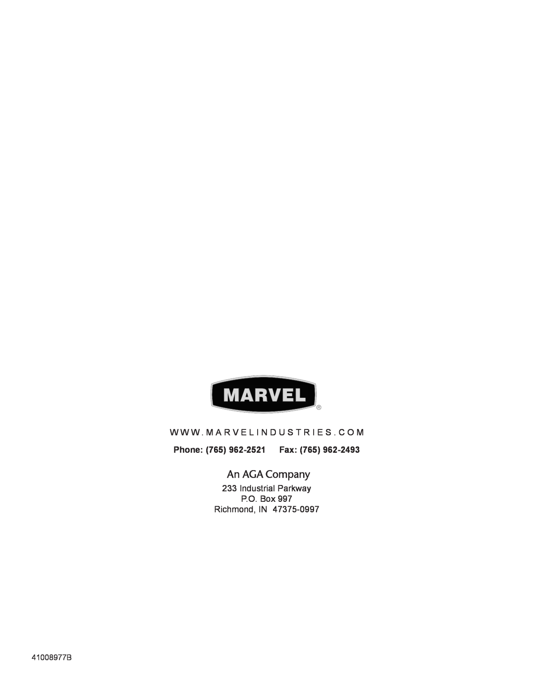 Marvel Industries 8SBAR manual W W W . M A R V E L I N D U S T R I E S . C O M, Phone 765 962-2521Fax 
