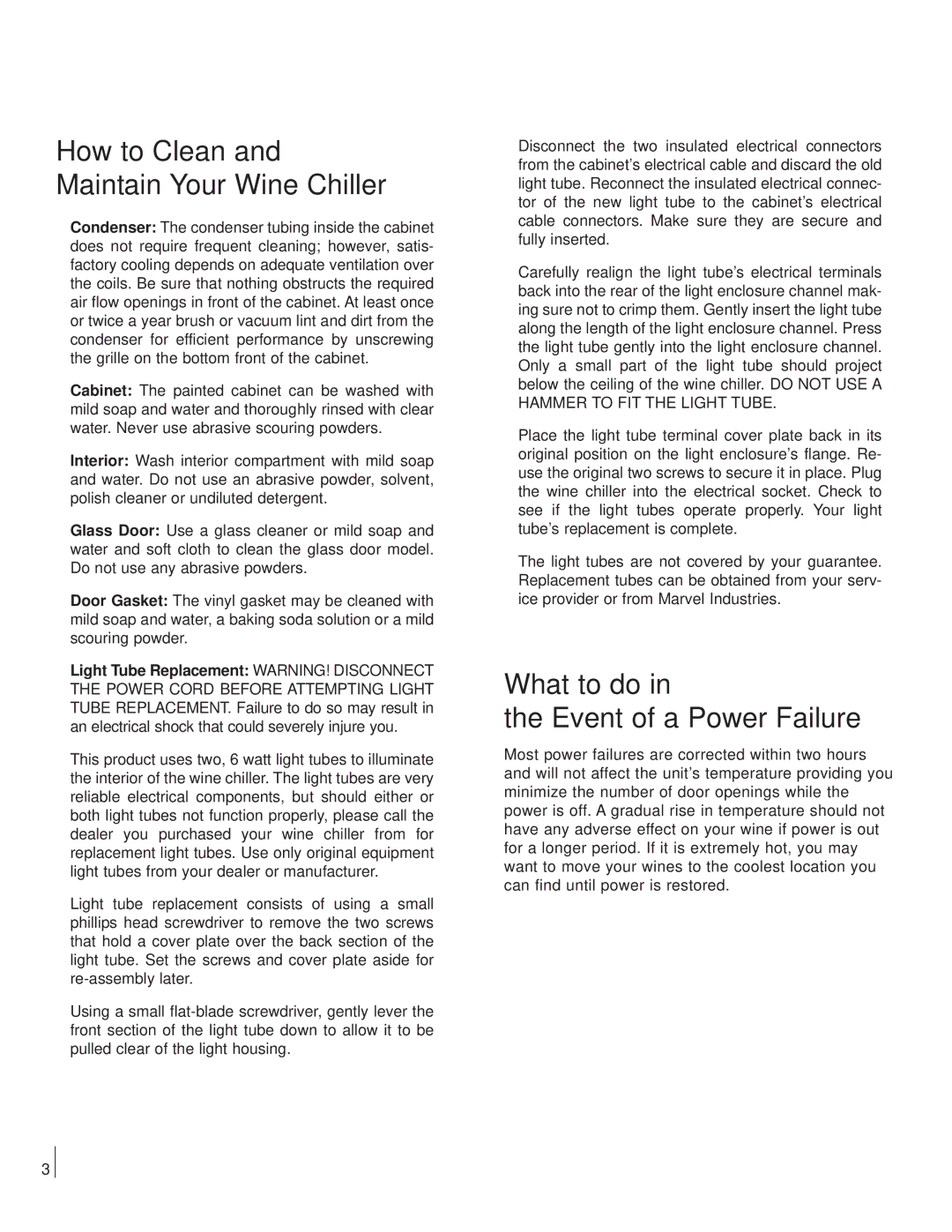 Marvel Industries Refrigerated Wine Chiller manual How to Clean and Maintain Your Wine Chiller 