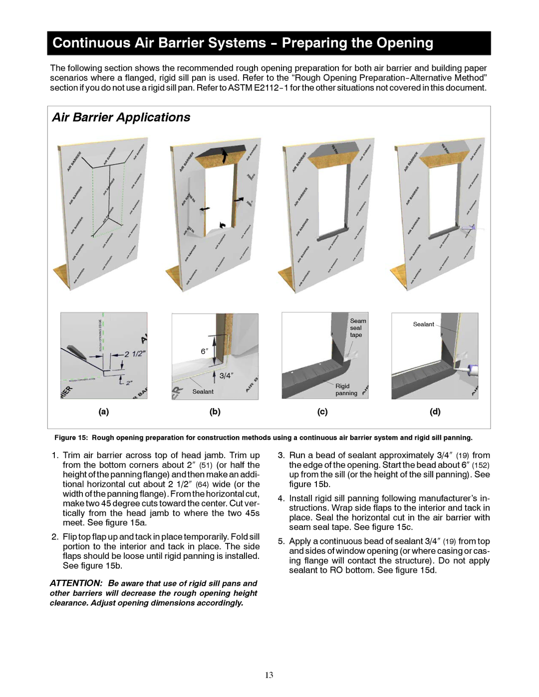 Marvin Window manual Continuous Air Barrier Systems Preparing the Opening, Air Barrier Applications 