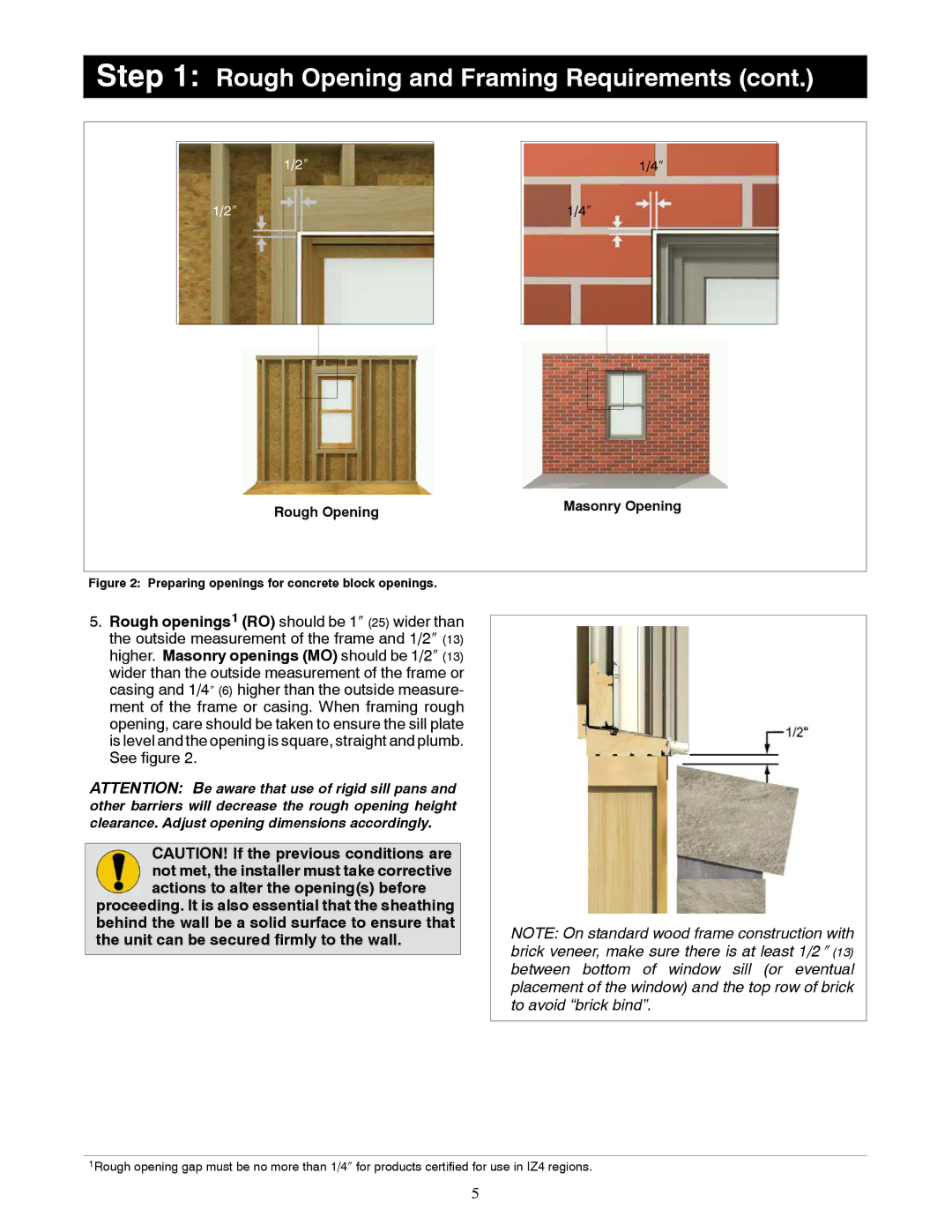 Marvin Window manual Rough Opening Masonry Opening 