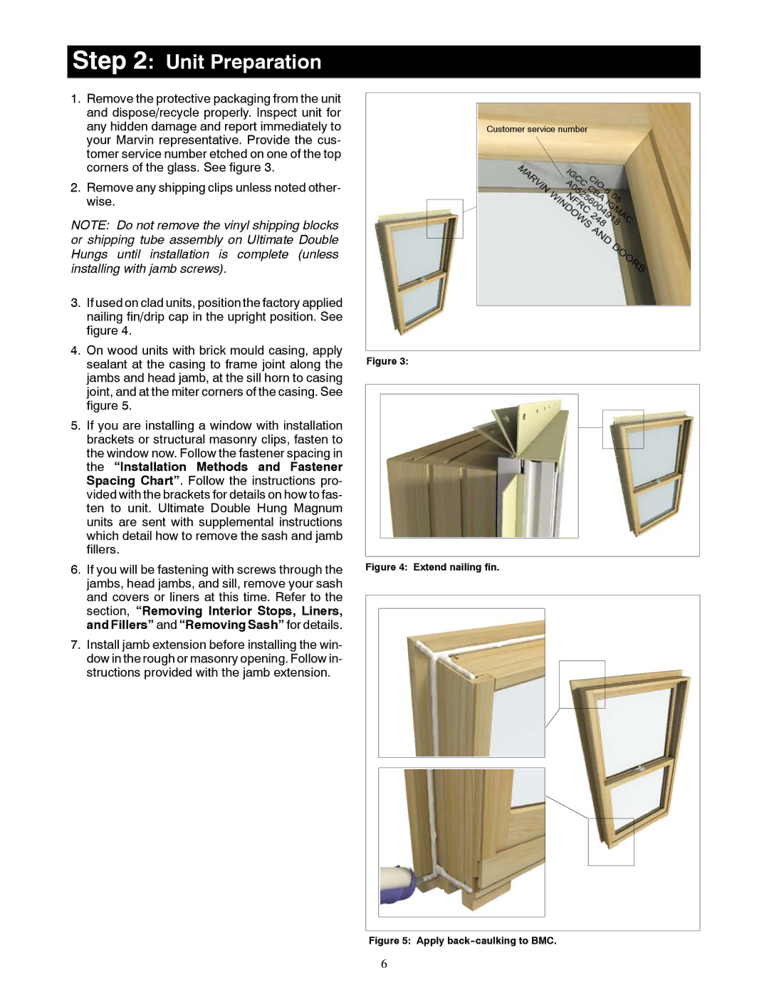 Marvin Window manual Unit Preparation, Extend nailing fin 