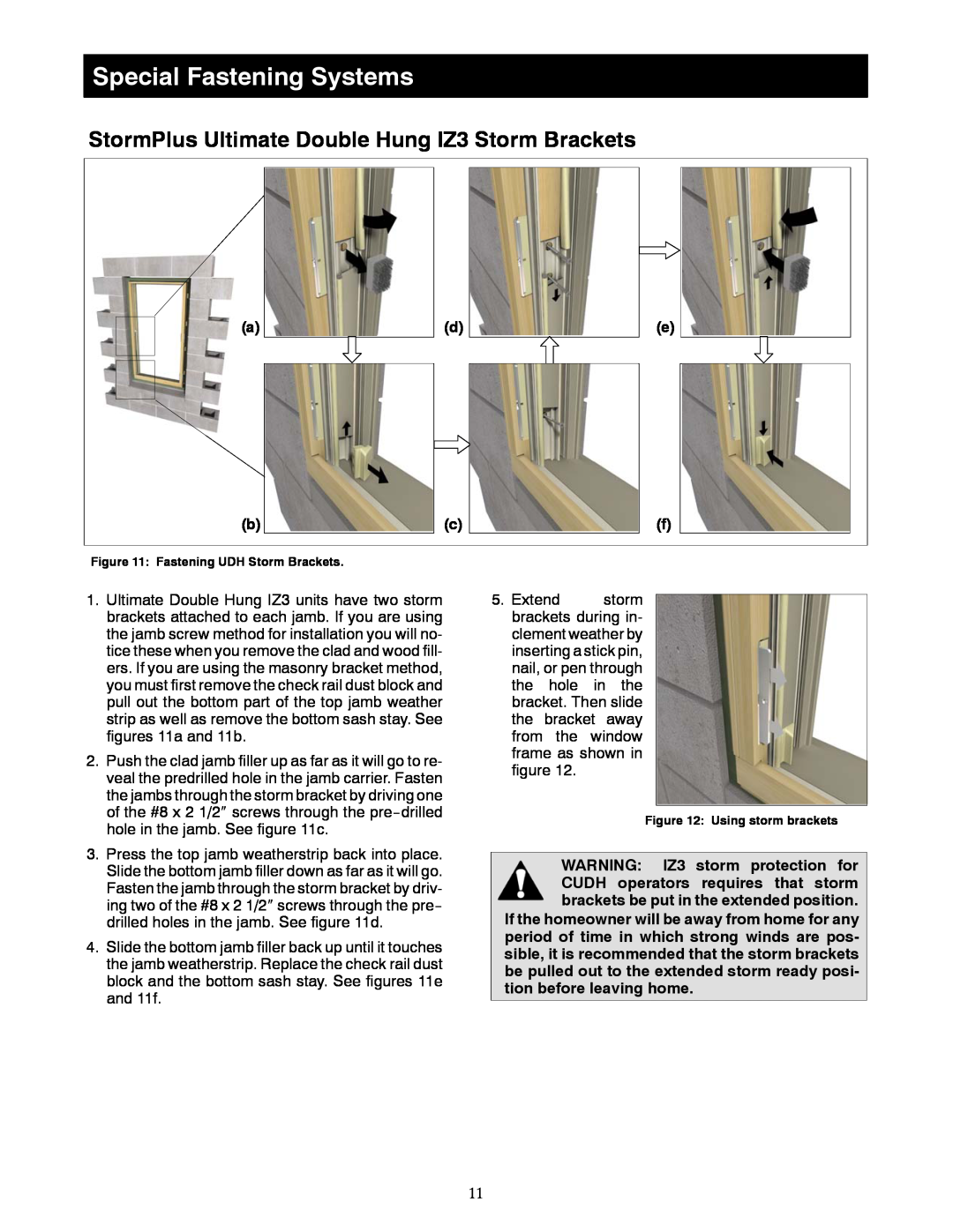Marvin Window manual Special Fastening Systems, StormPlus Ultimate Double Hung IZ3 Storm Brackets 