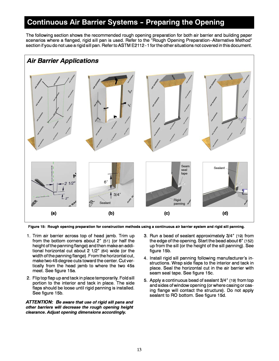 Marvin Window manual Continuous Air Barrier Systems - Preparing the Opening, Air Barrier Applications 