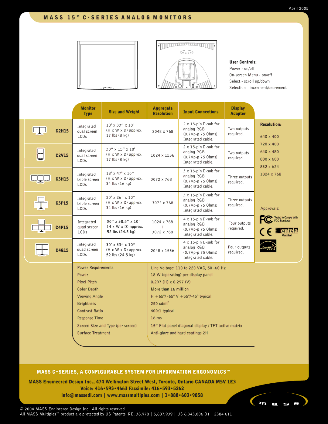 MASS Engineered Design C2V-15, C3H-15, C4Q-15, C4P15, C3P-15, C2H-15D manual 