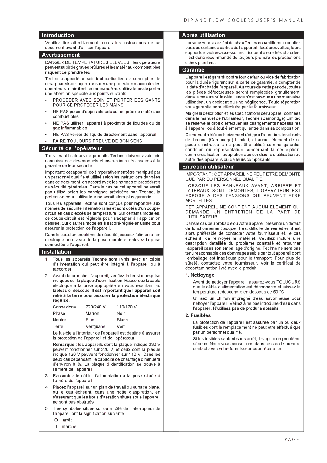 MASS Engineered Design RU-200 Avertissement, Sécurité de l’opérateur, Après utilisation, Garantie, Entretien utilisateur 