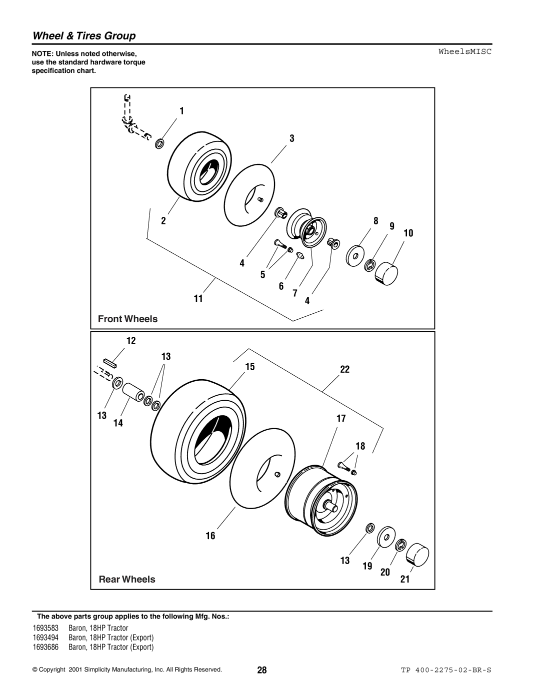 Massey Ferguson L&G 1693583 manual Wheel & Tires Group, WheelsMISC 