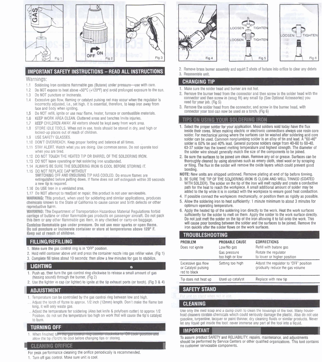 Master Appliance EI-20K specifications Lighting, Tips on Using Your Soldering Iron, Safety Stand, Cleaning Orifice 