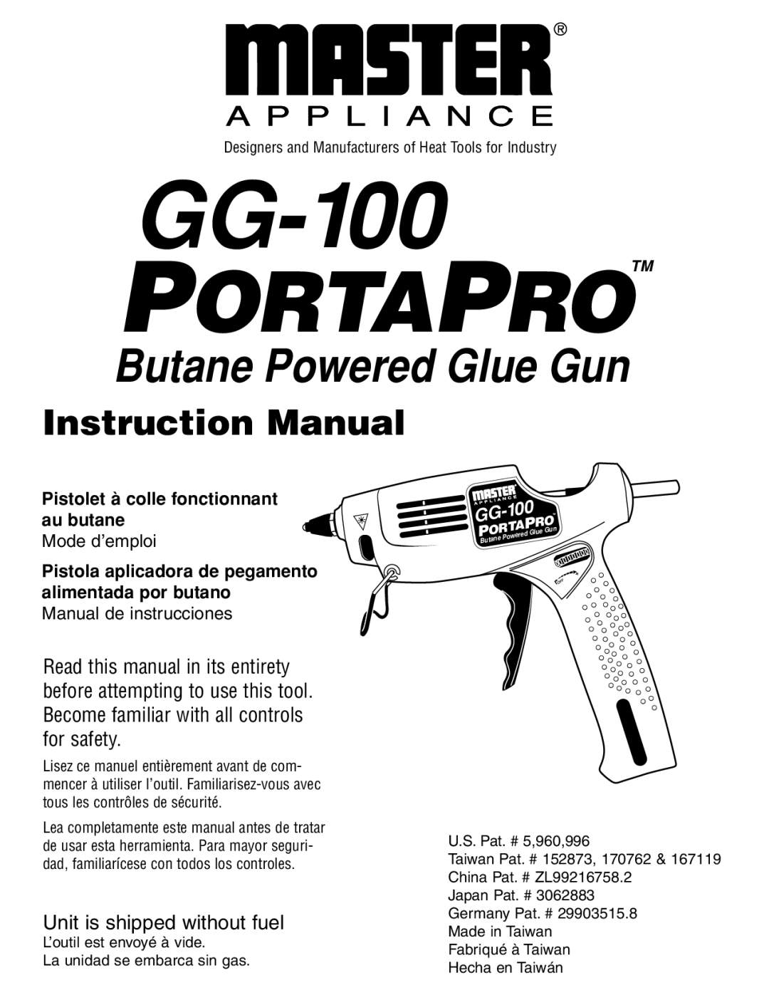 Master Appliance GG-100 instruction manual 