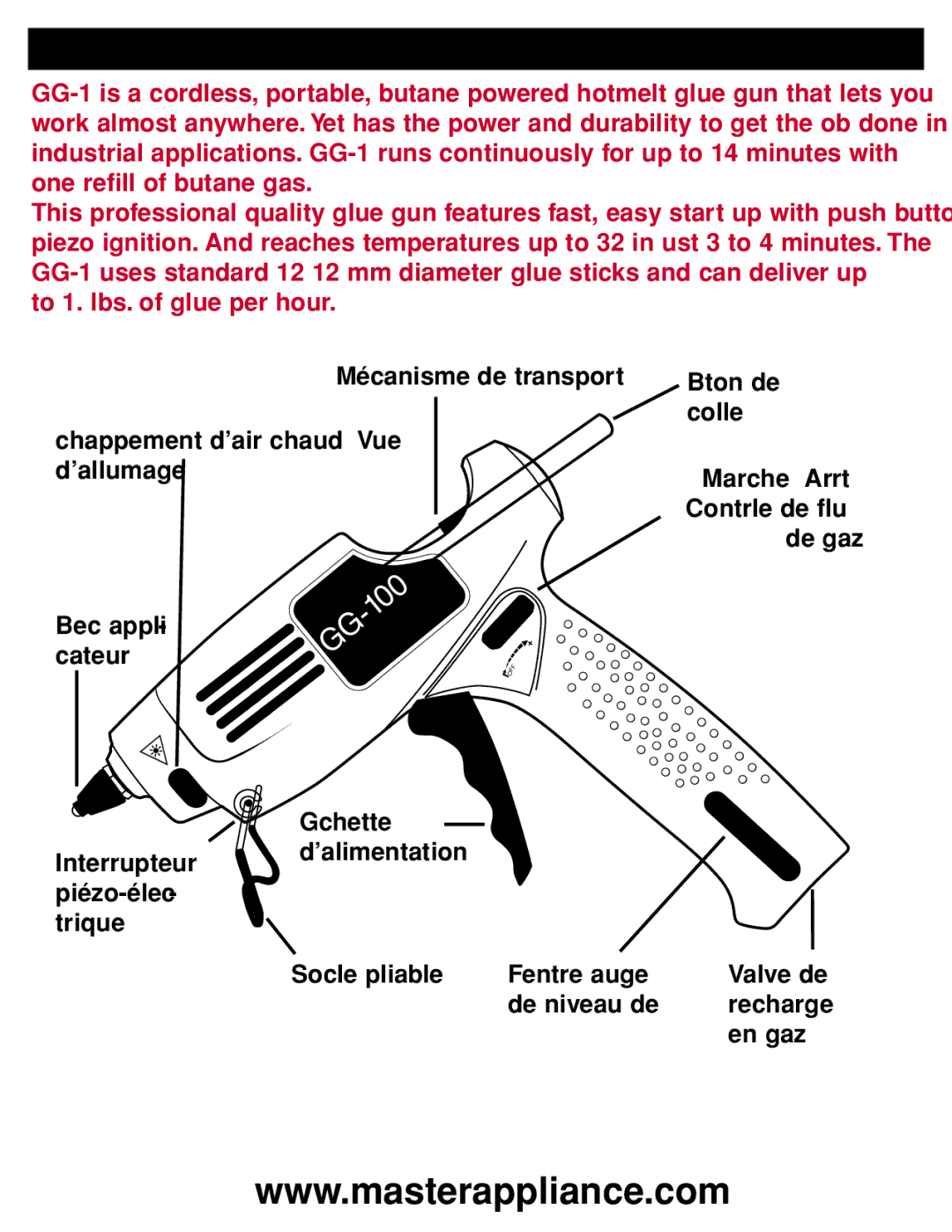 Master Appliance GG-100 instruction manual Bec appli 