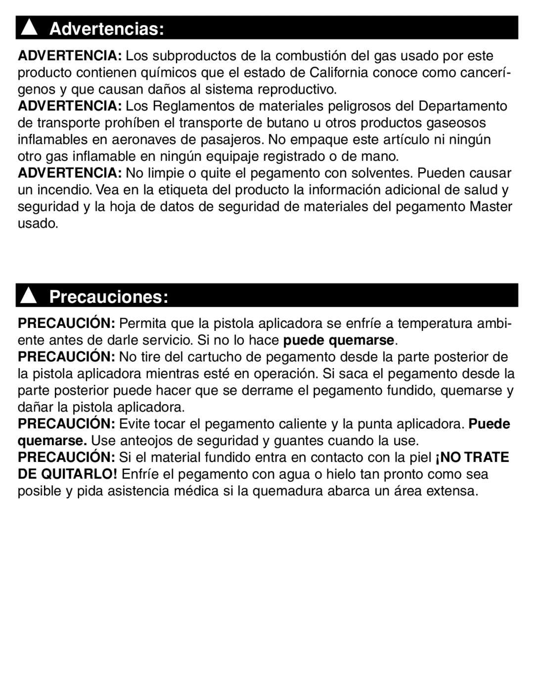 Master Appliance GG-100 instruction manual Advertencias, Precauciones 