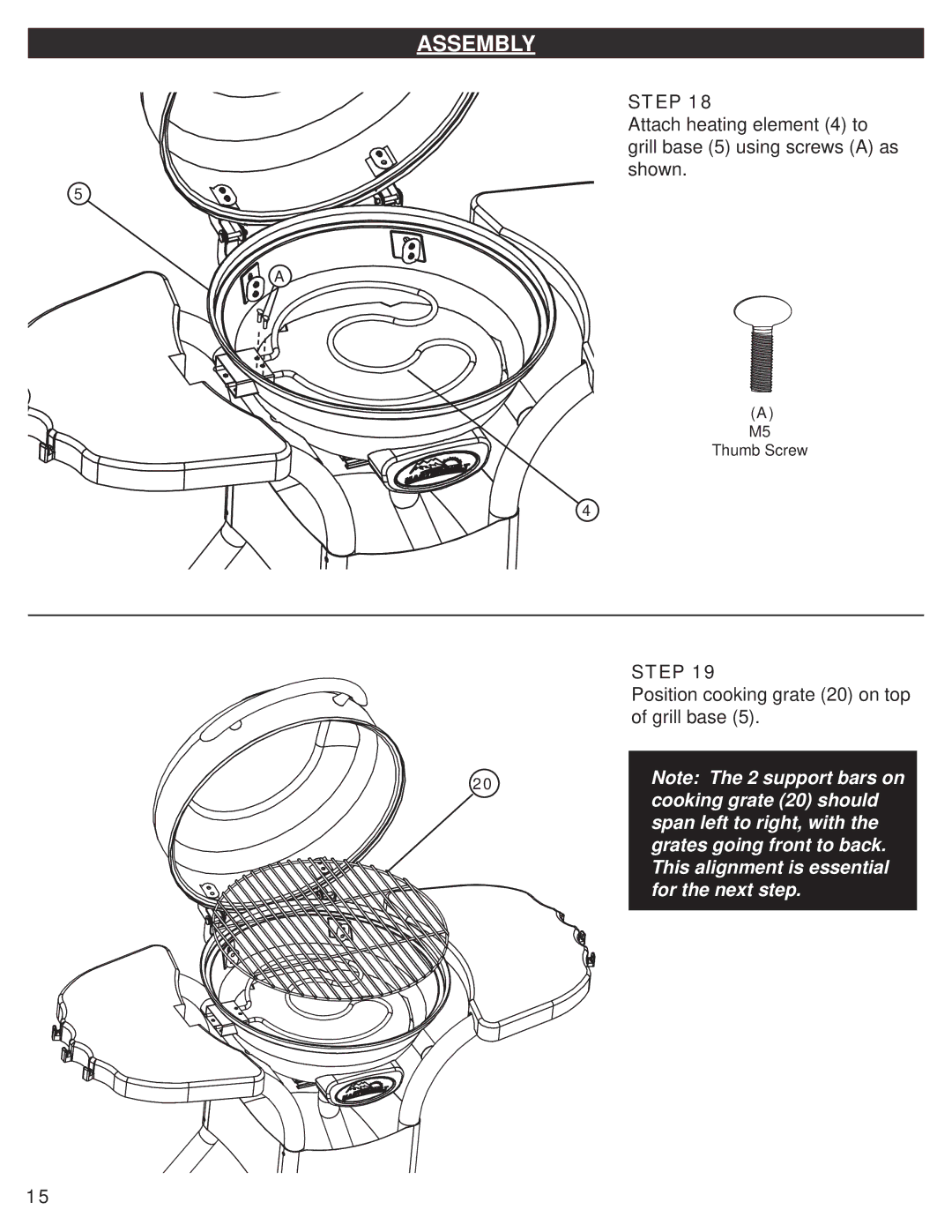 Master Bilt 20150713, 20150213, 20150513, 20150112, 20150613 manual Position cooking grate 20 on top 