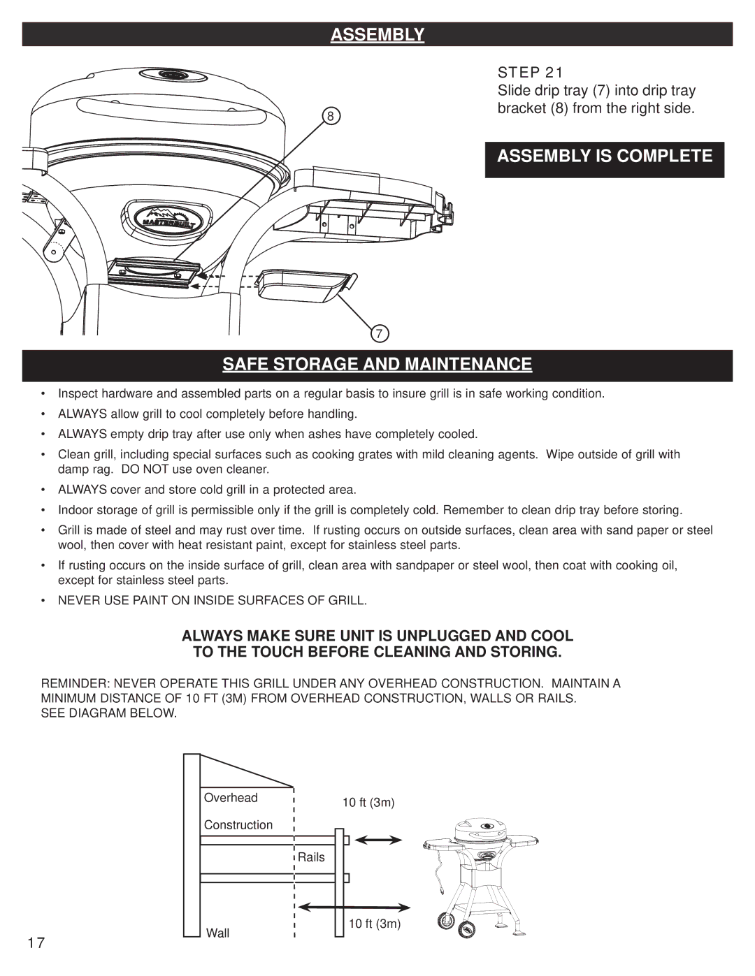 Master Bilt 20150112, 20150213, 20150713, 20150513, 20150613 manual Safe Storage and Maintenance 