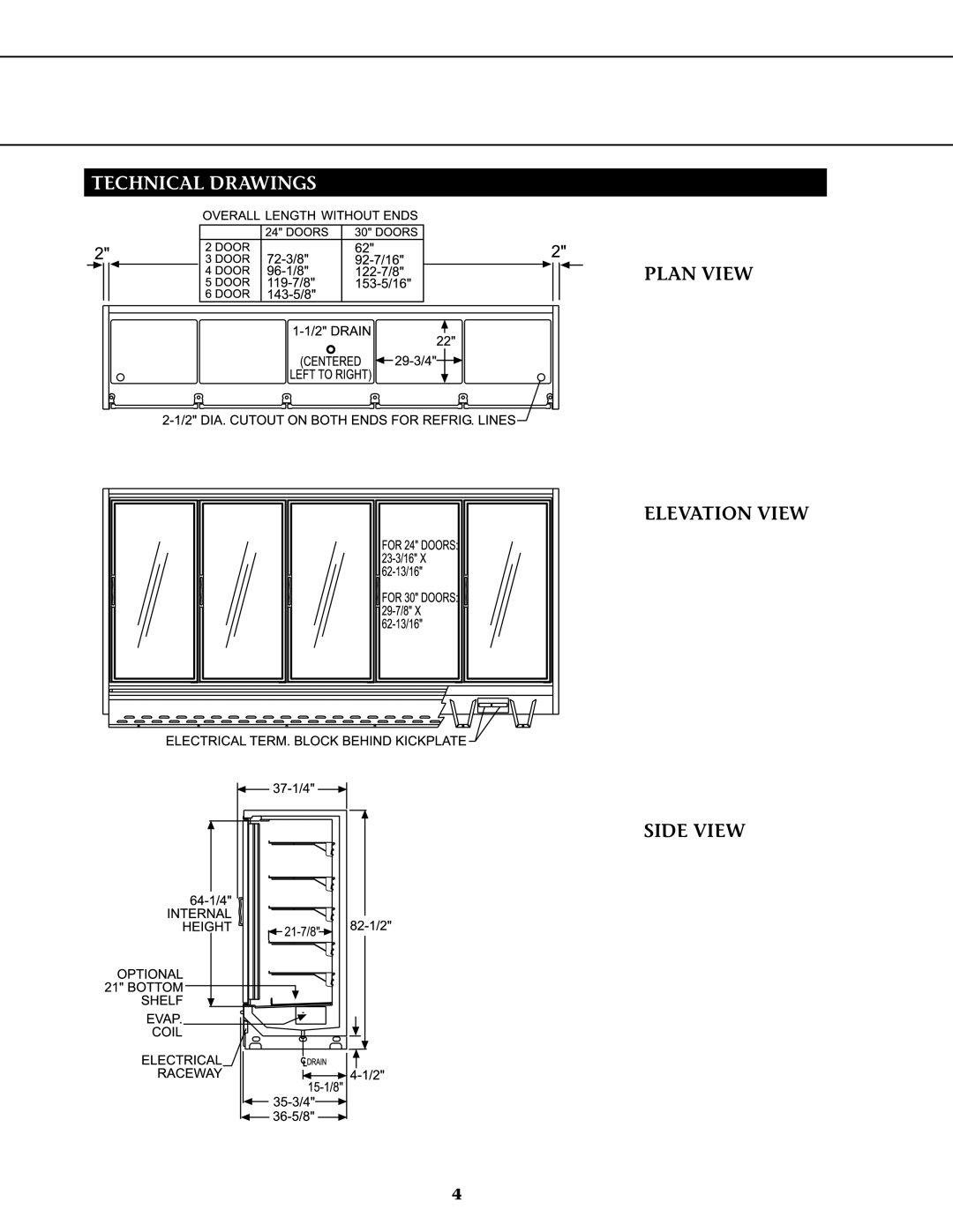 Master Bilt BEM-6-24, BEL-5-24, BEL-4-30, BEM-4-24, BEM-3-30, BEL-5-30, BEM-4-30, BEM-3-24, BEL-4-24, BEL-6-24 Technical Drawings 