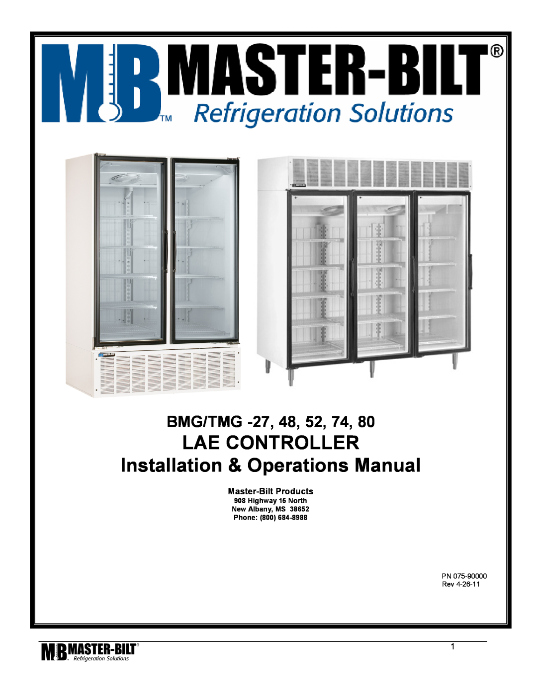 Master Bilt 80, BMG/TMG 27, 74, 52 manual LAE CONTROLLER Installation & Operations Manual, BMG/TMG -27,48, PN Rev 