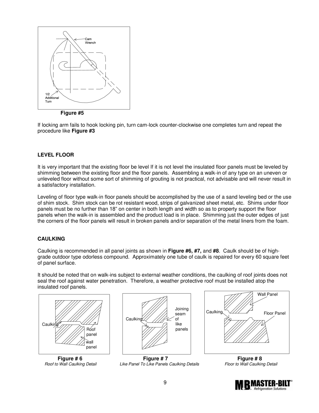 Master Bilt CMICL-156 manual Level Floor, Caulking 