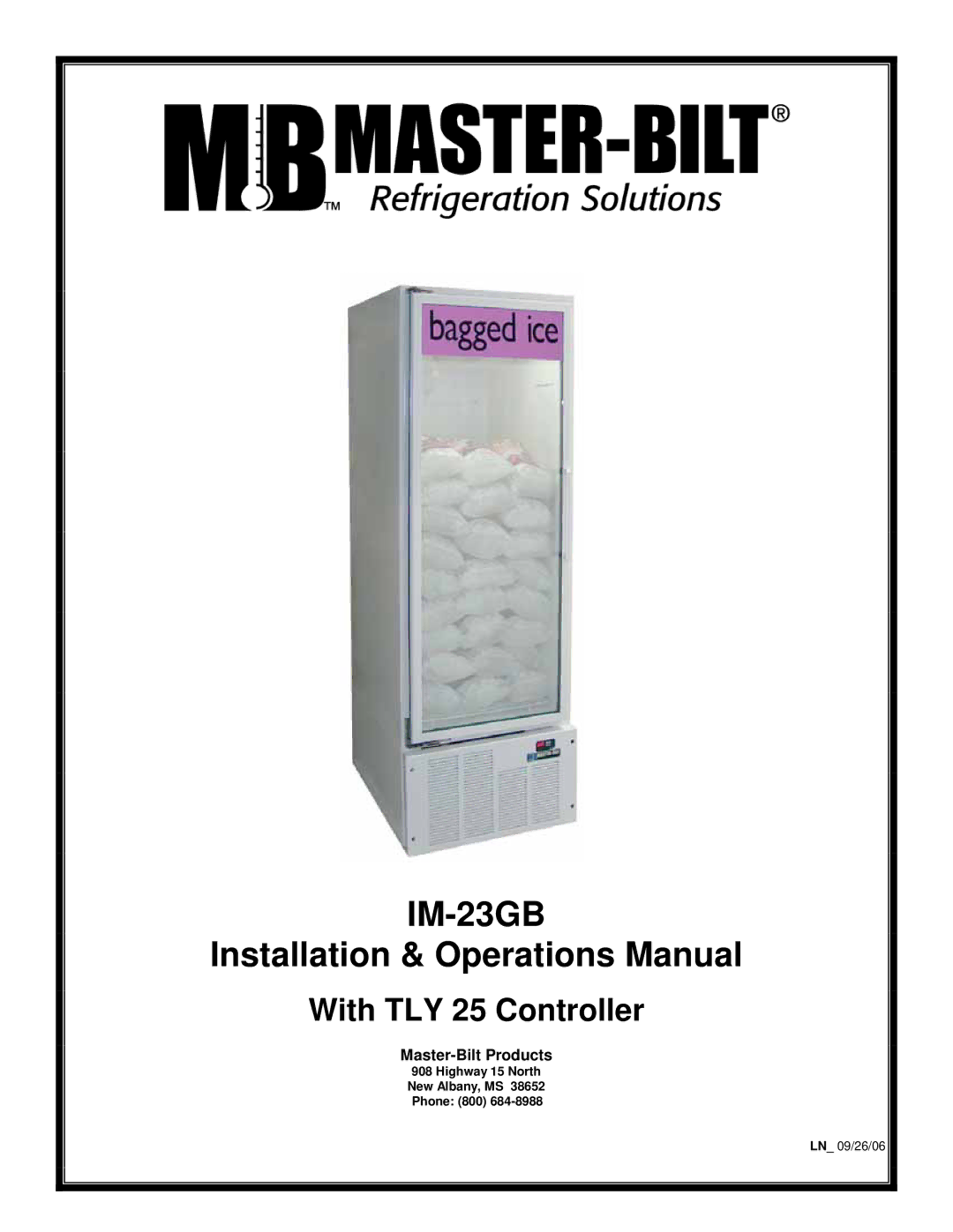 Master Bilt IM-23GB manual 