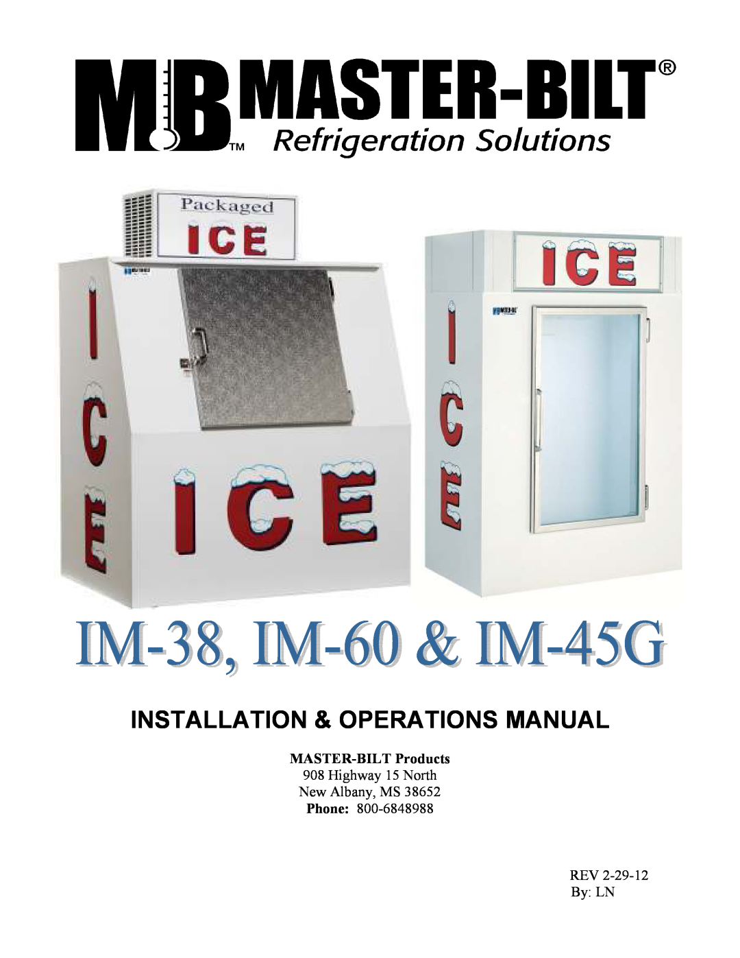 Master Bilt IM-60, IM-45G manual Installation & Operations Manual, MASTER-BILTProducts 