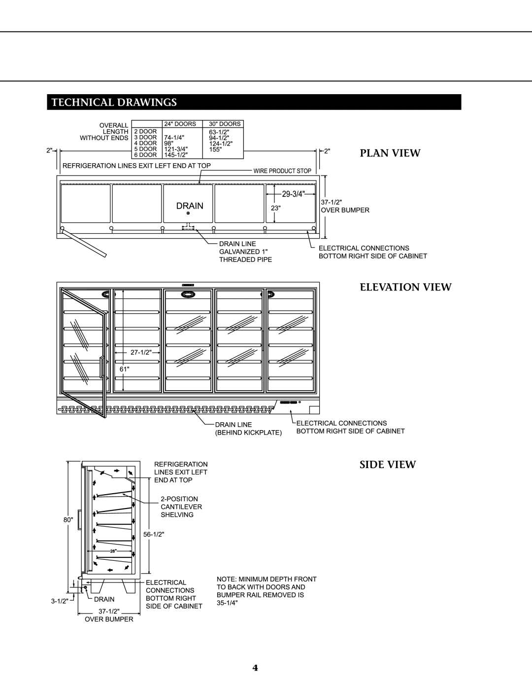 Master Bilt TEM-5-30, TEM-4-30, TEM-6-24, TEM-5-24, TEM-4-24, TEM-3-30, TEM-3-24, TEM-2-30, TEL-6-24, TEL-5-24 Technical Drawings 