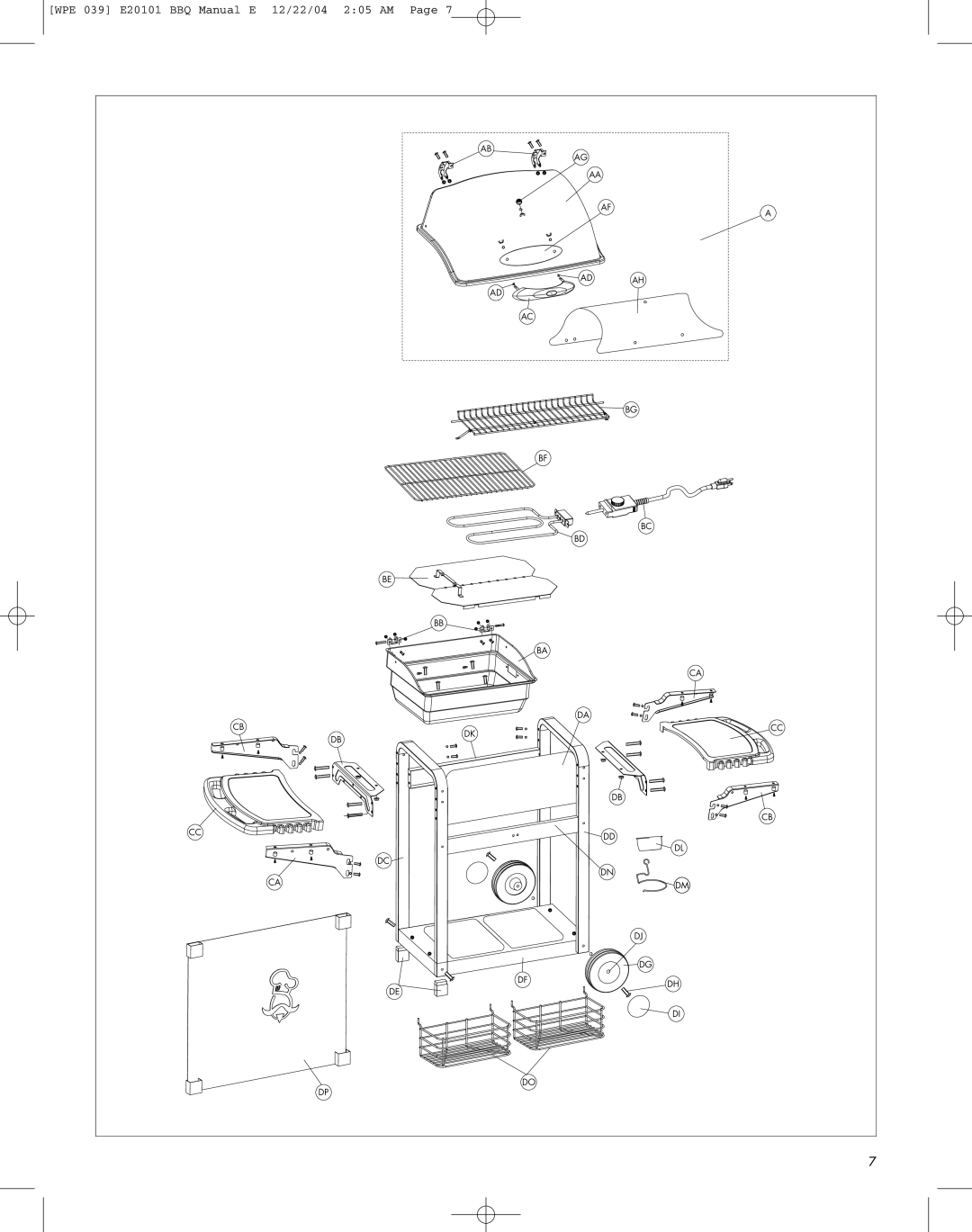 Master Chef E20101, WPE 039, 85-1027-0 manual Bbq 