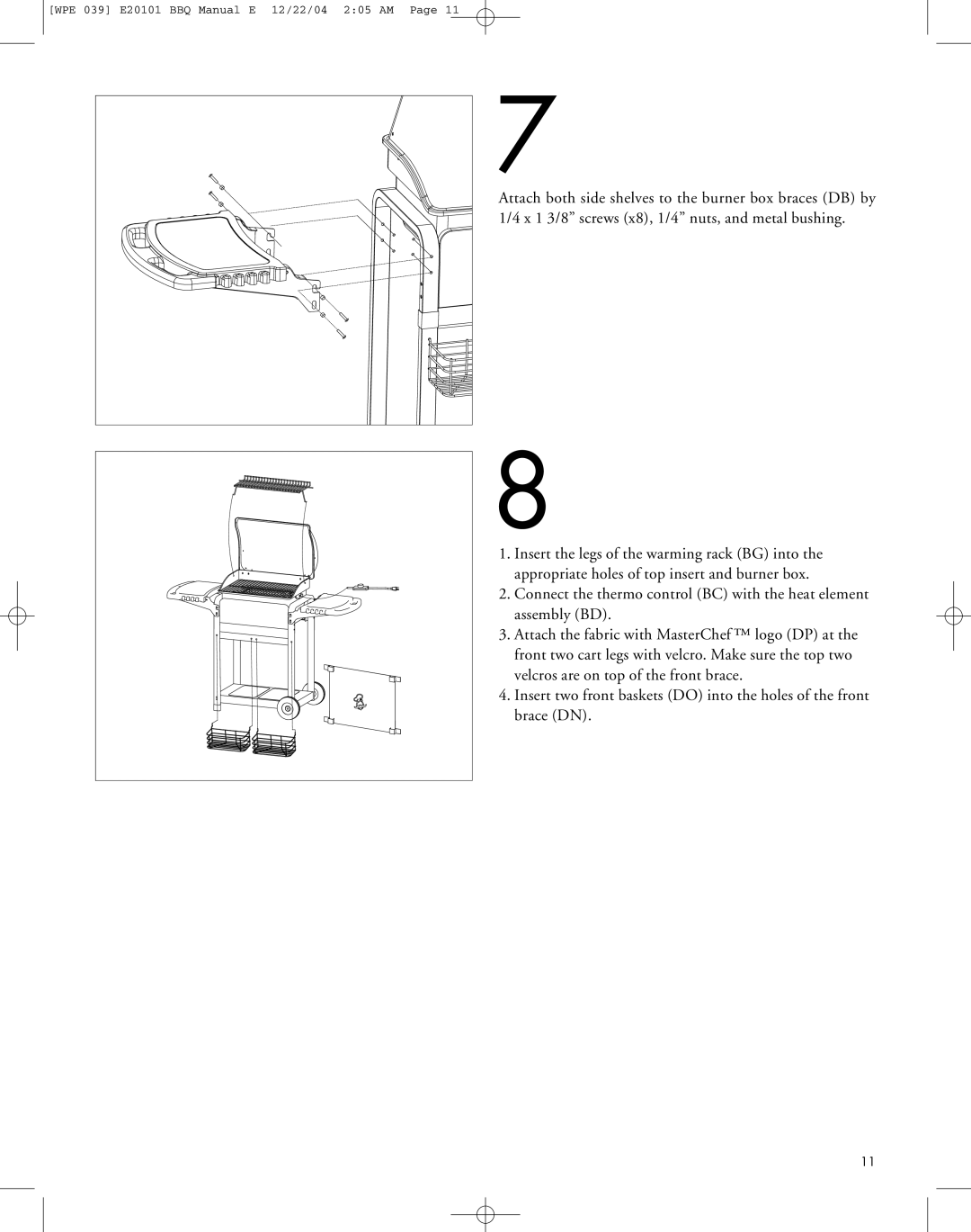 Master Chef 85-1027-0, WPE 039, E20101 manual Wpe 